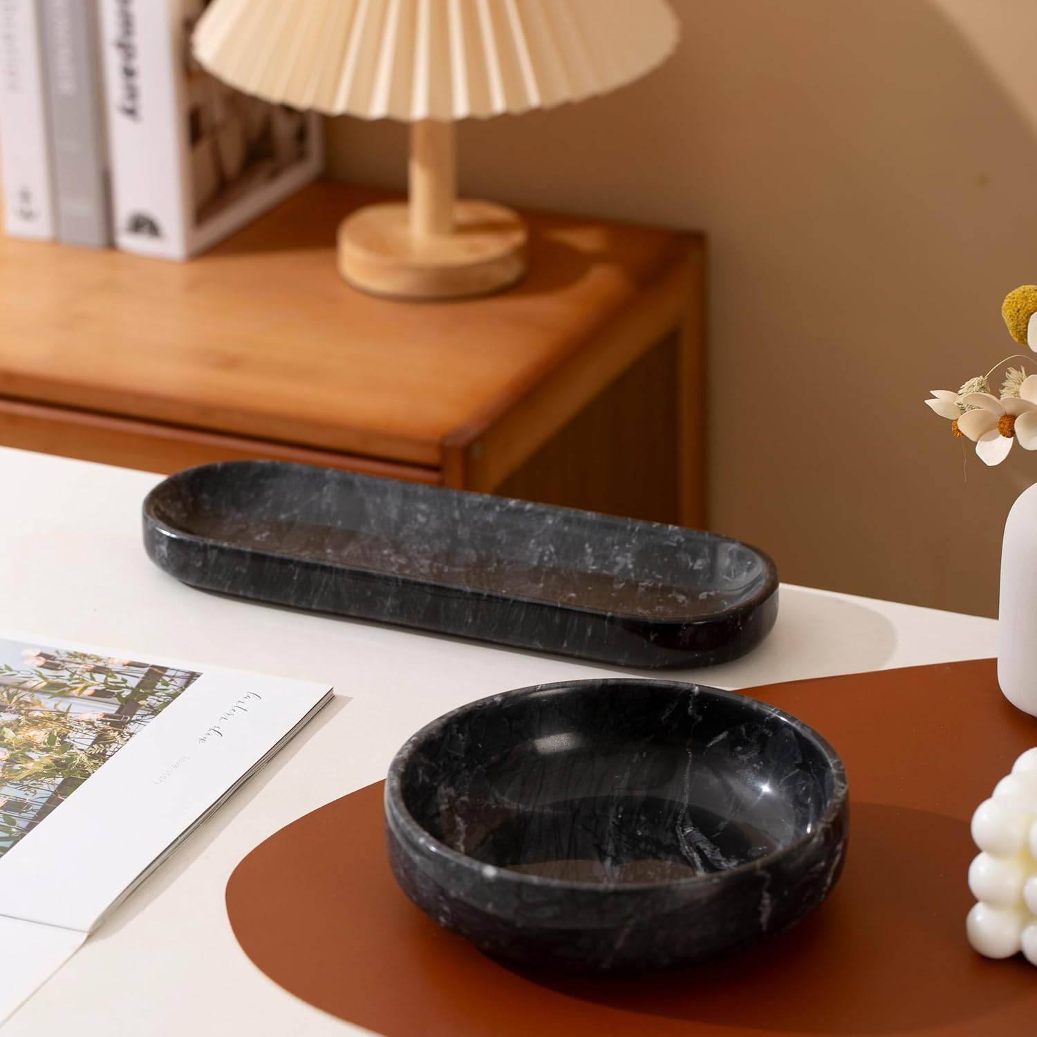 106 Black Marble Decorative Tray Bowl