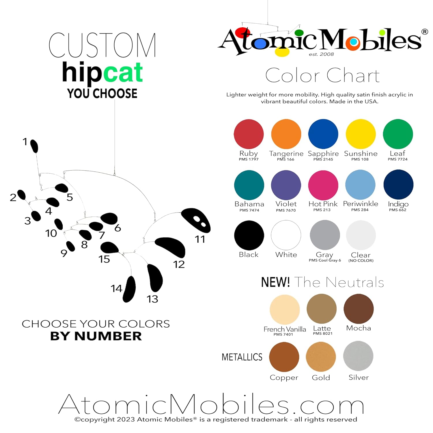 Elegant HipCat Art Mobile 27 x 32 - Retro Mid Century Modern Design