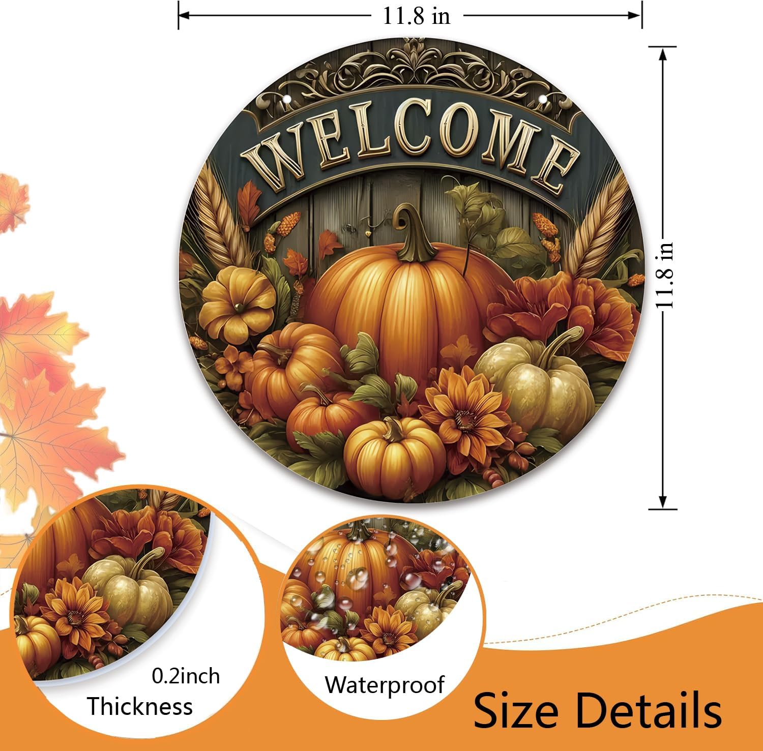 Fall Welcome Door Sign with Rustic Pumpkin Design