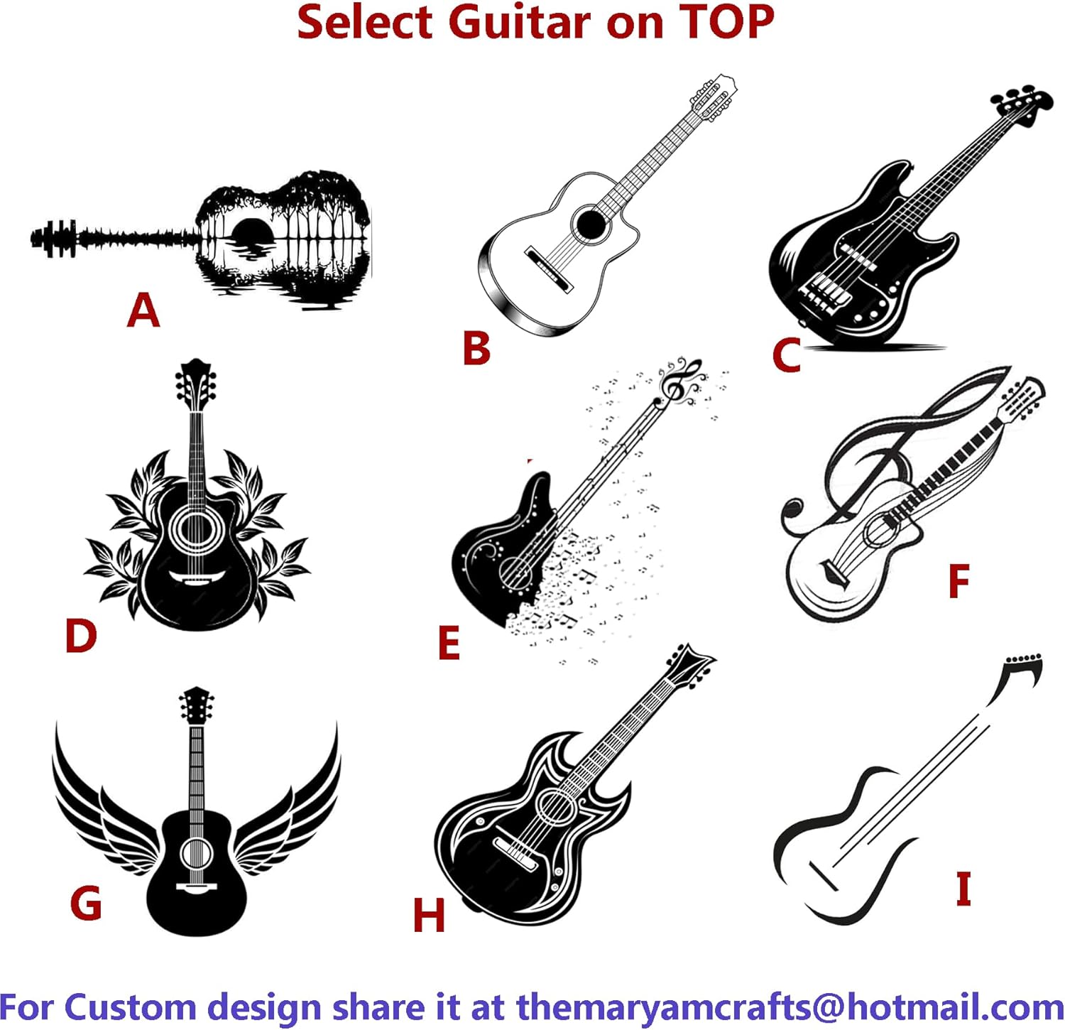 Personalized Rosewood Urns for Human or Pet Ashes Guitar Engraved Cremation Urn