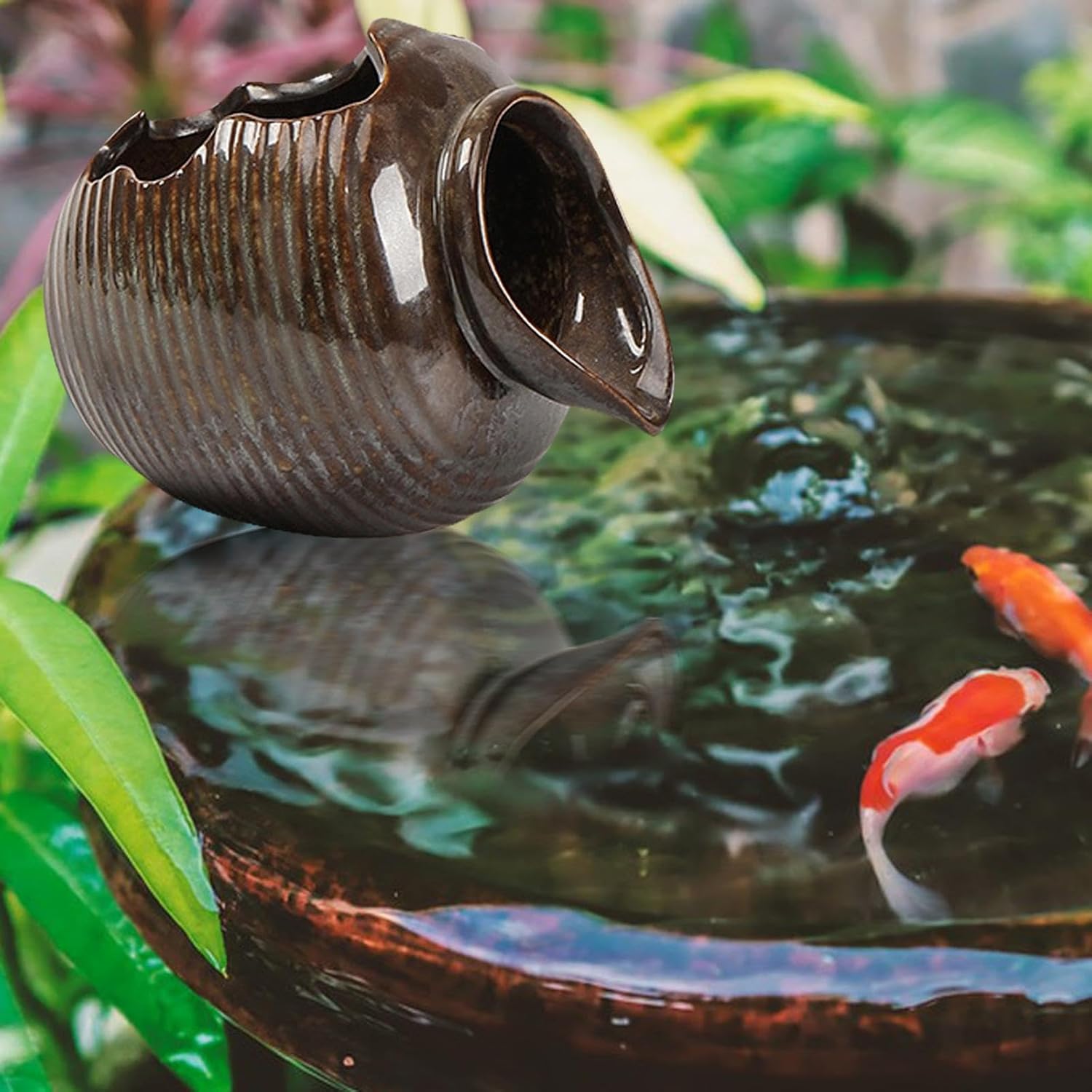 Ceramic Circulating Fountain Jar 4x37x35 Inch Tabletop Decoration