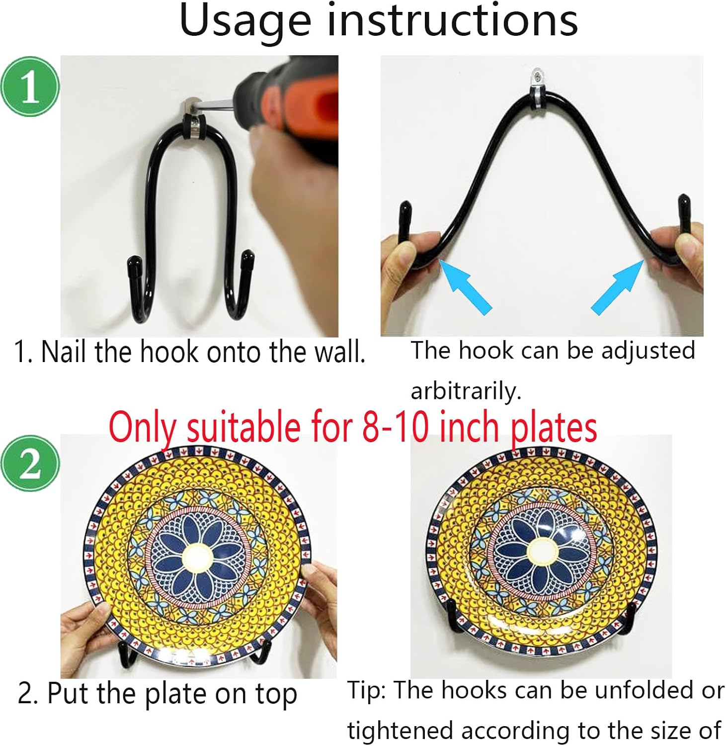 Wall Mount Metal Display Stand for 8-10 Inch Plates