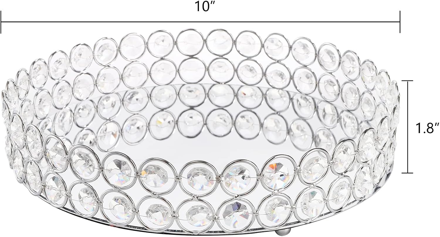 Hedume Mirrored Crystal Vanity Tray 10 Inch Cosmetic Organizer