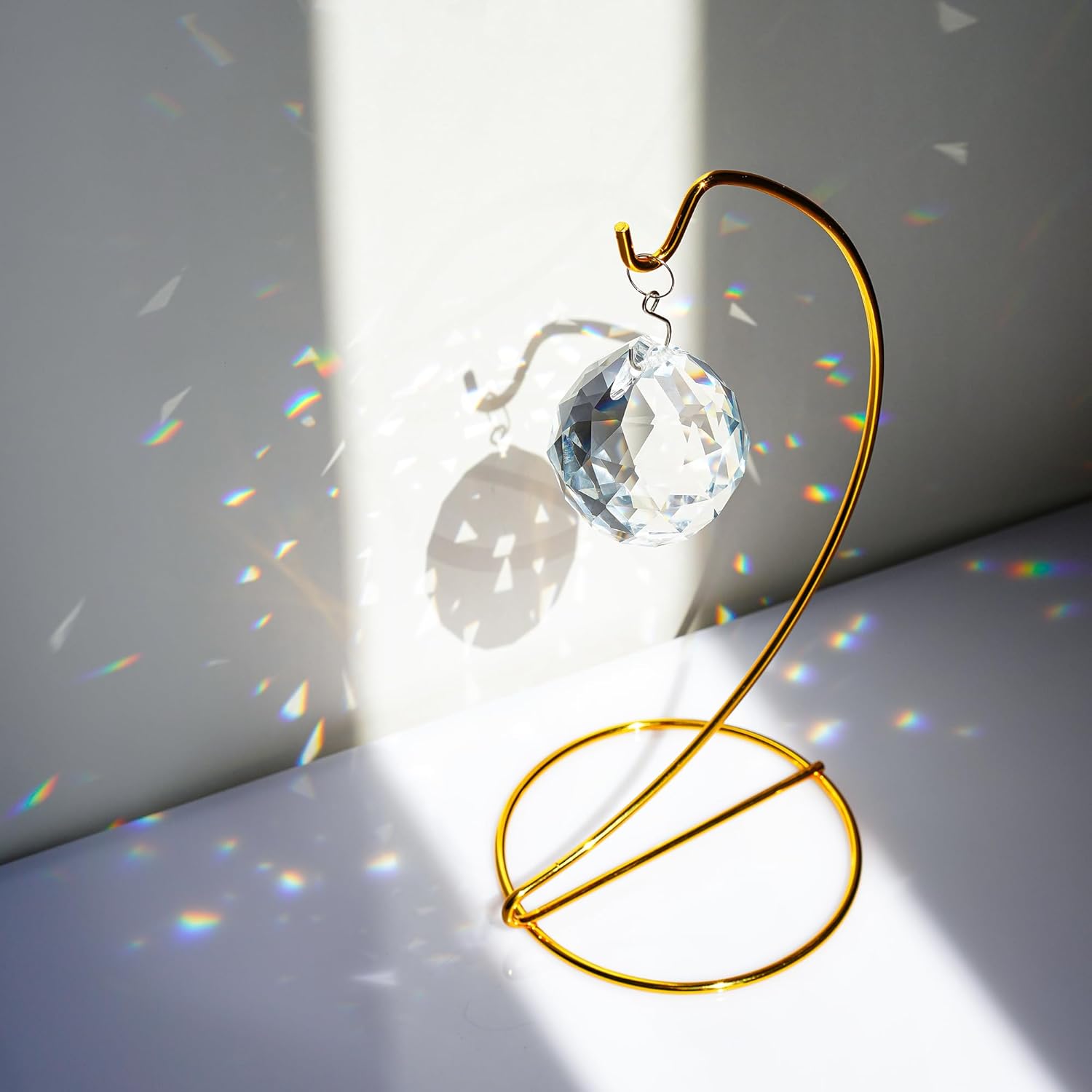 HD HYALINE DORA 3 Pack Gold Hanging Ornament Display Stand Holder Hook for Glass Globe Terrarium Table Decor