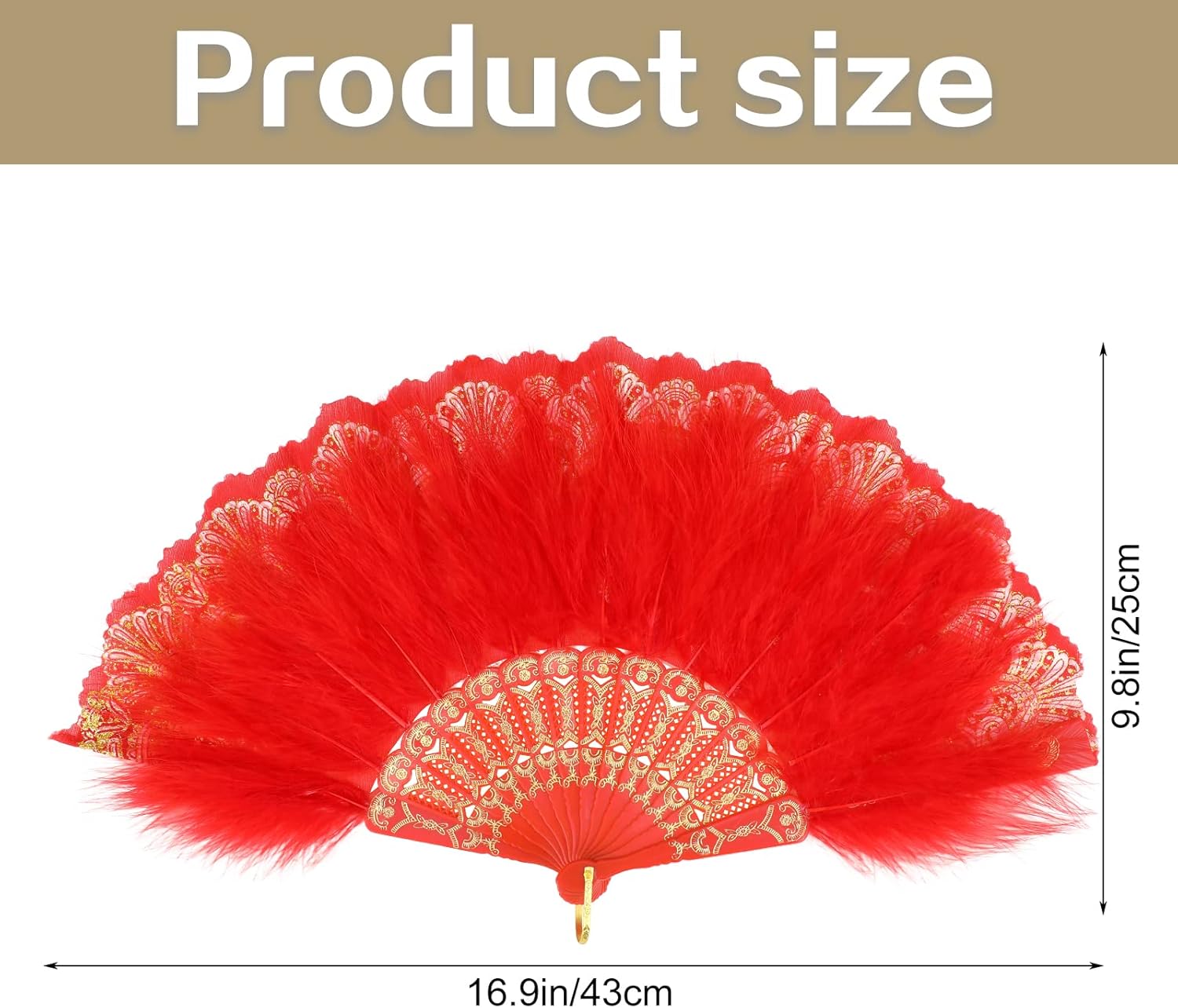 Marabou Feather Fan with Hollow Carved Design