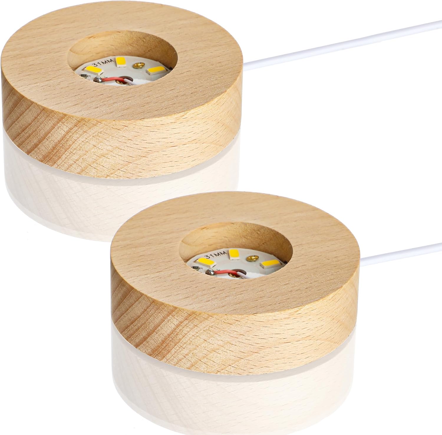ZEERSHEE 2Pcs LED Wooden Display Stand for Crystals and Glass Art