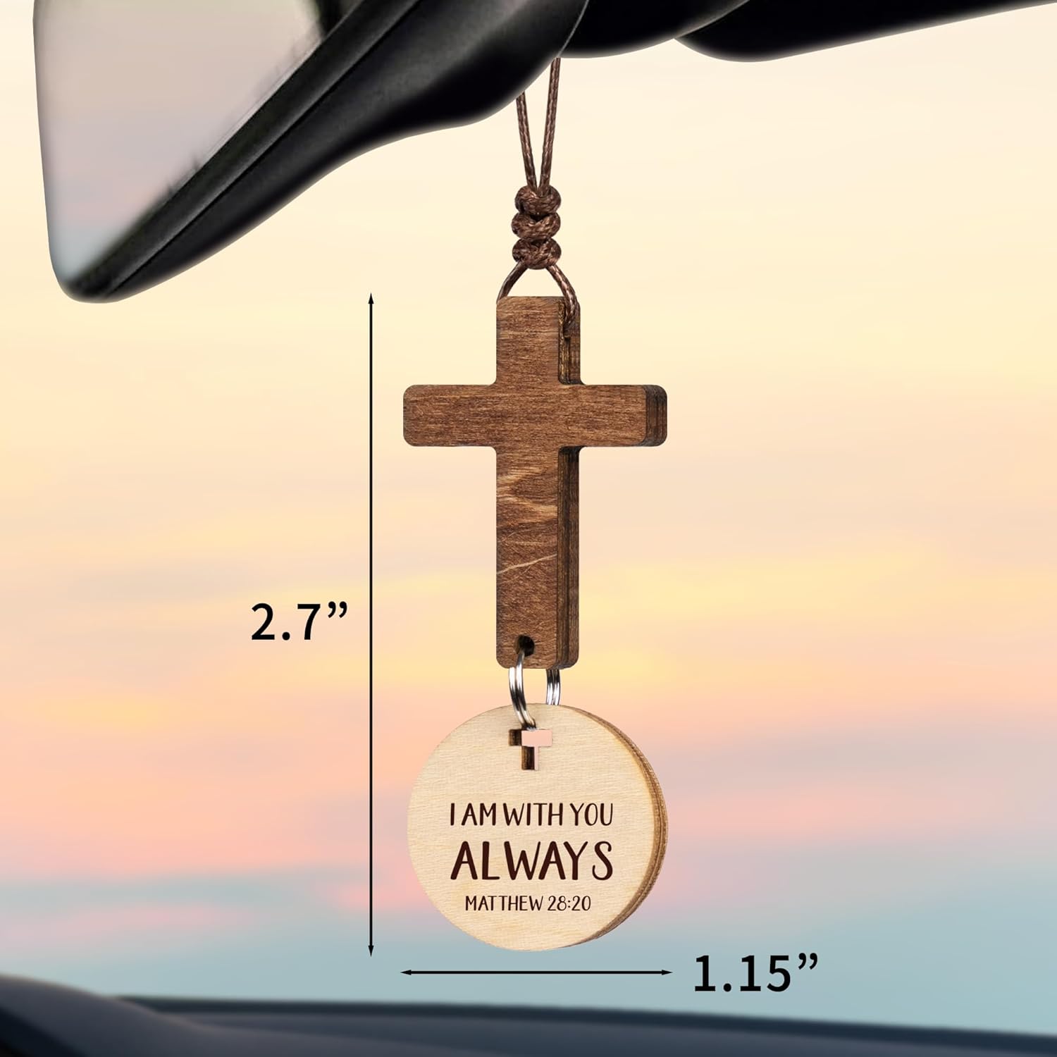 Bible Verse Car Mirror Hanging Cross Ornament - Christian Gift for Men Women