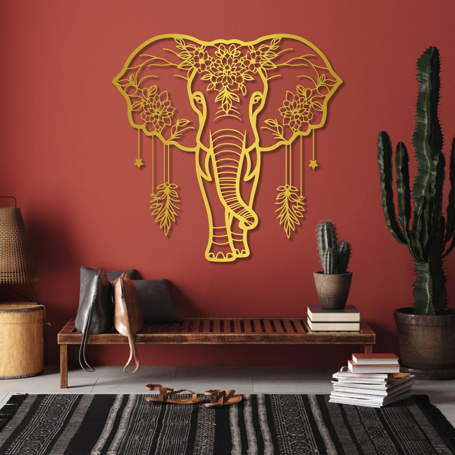 Gasijet Gold Metal Elephant Wall Art 24x23 Sculpture