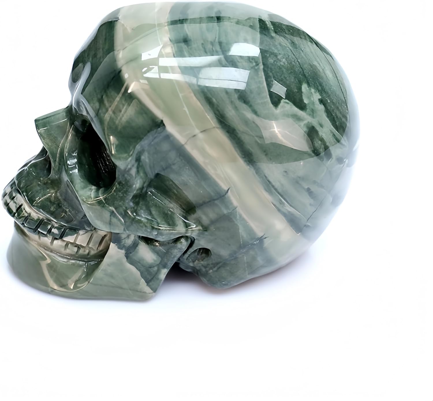Natural Jiulong Jade Crystal Skull Head Sculpture