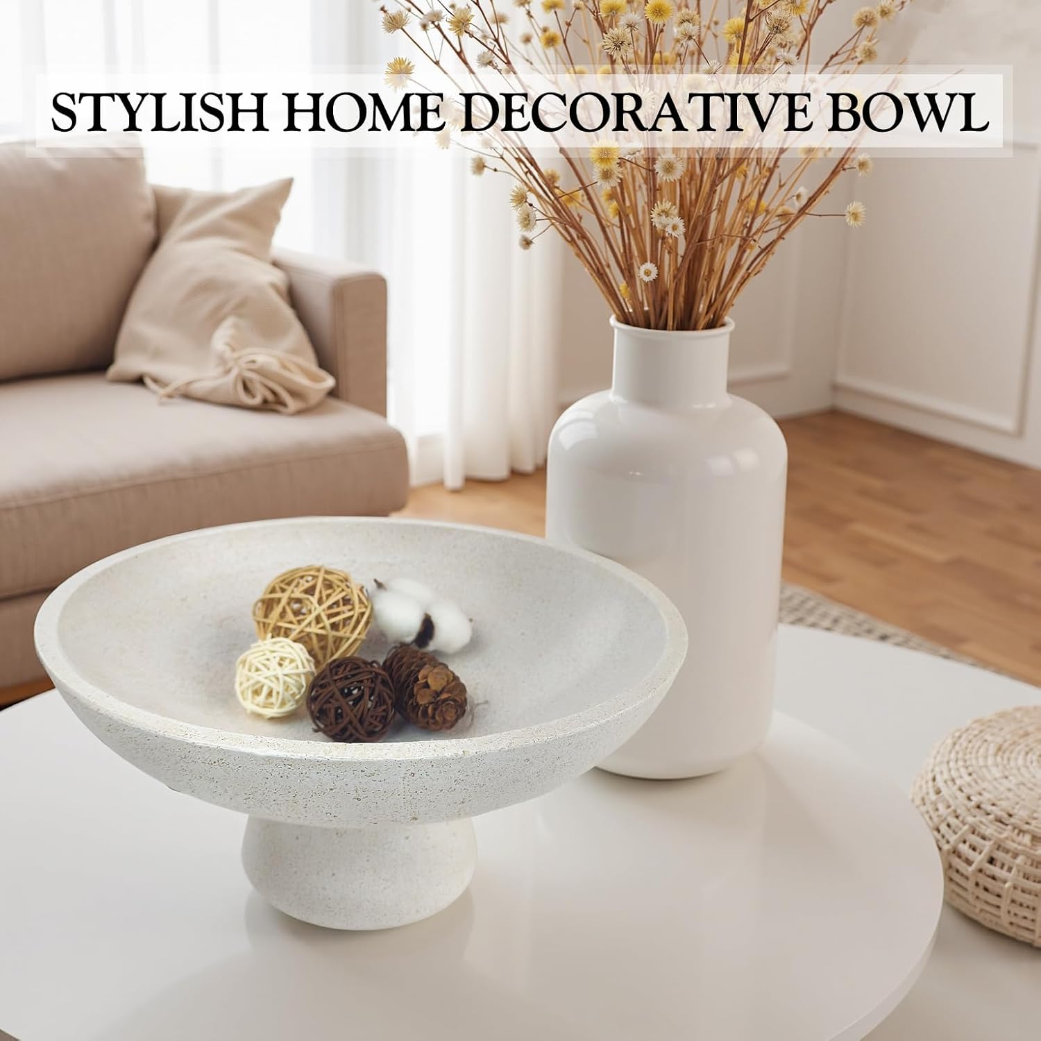 Elegant Off-White Travertine Fruit Bowl 118 Inch