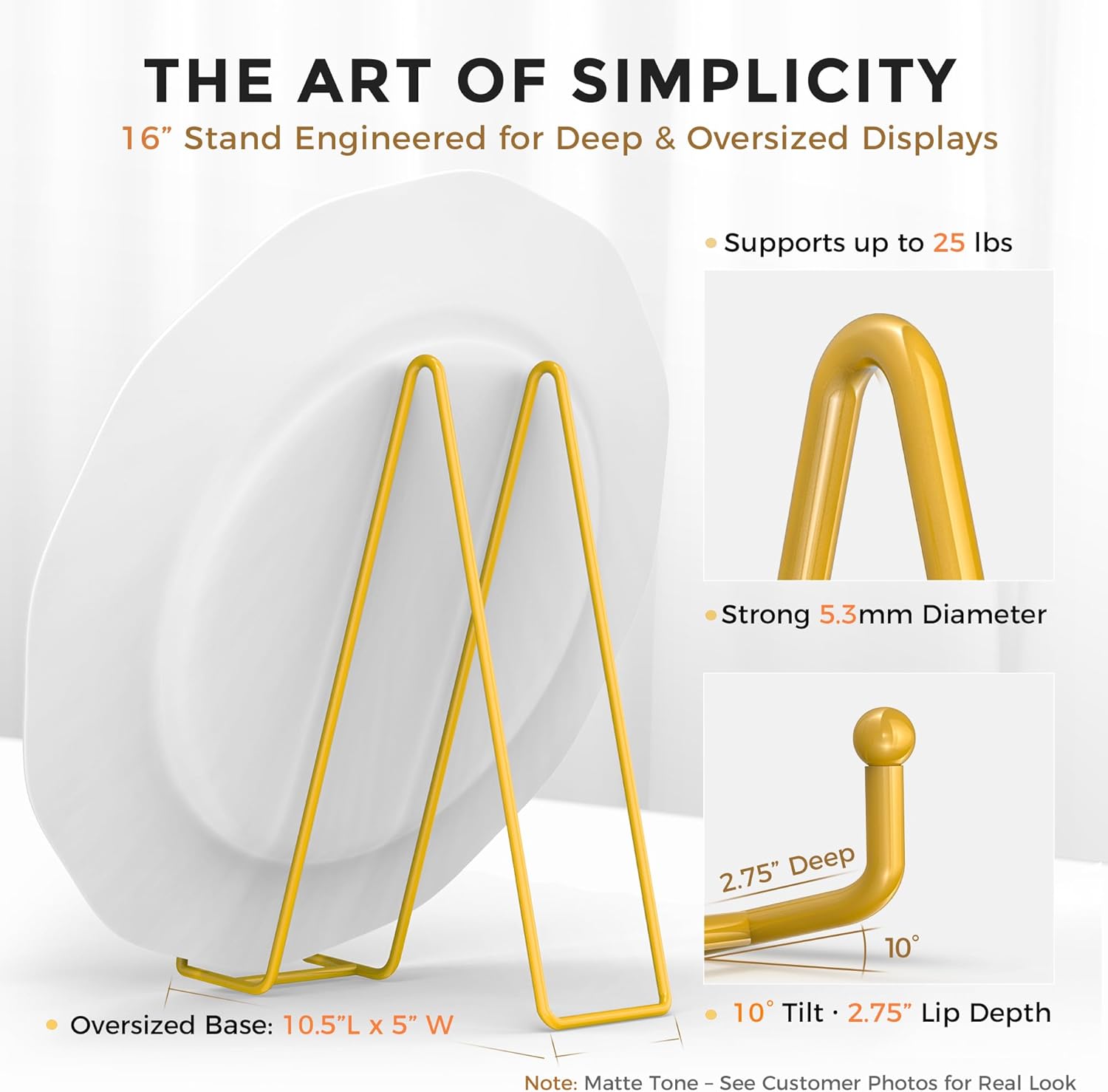 TR-LIFE 16 Inch Gold Metal Plate Stand 2 Pack