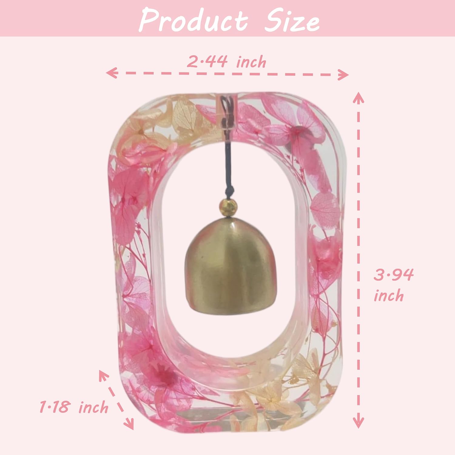Handmade Dried Flower Resin Door Bell with Magnetic Attachment