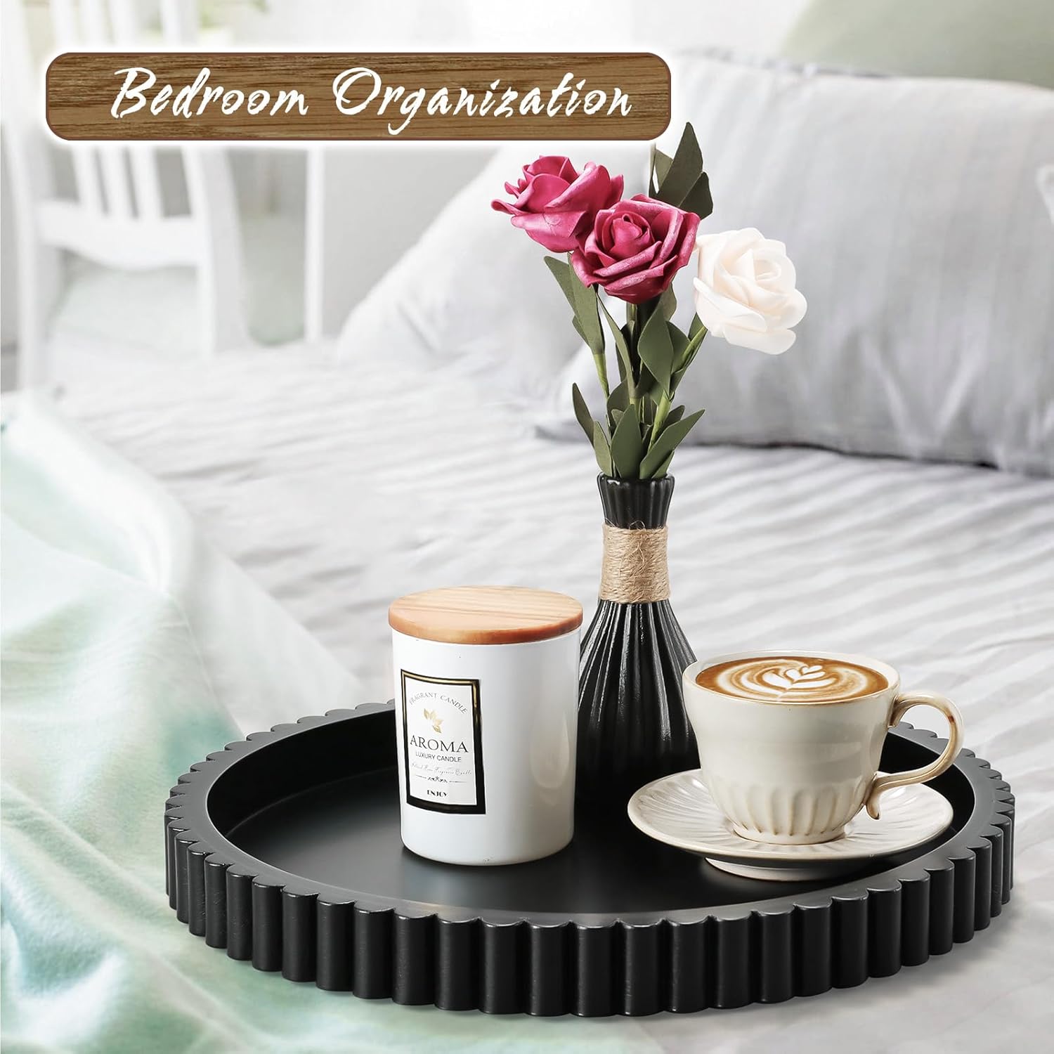 Handmade 12 Inch Decorative Tray for Coffee Table and Home Decor