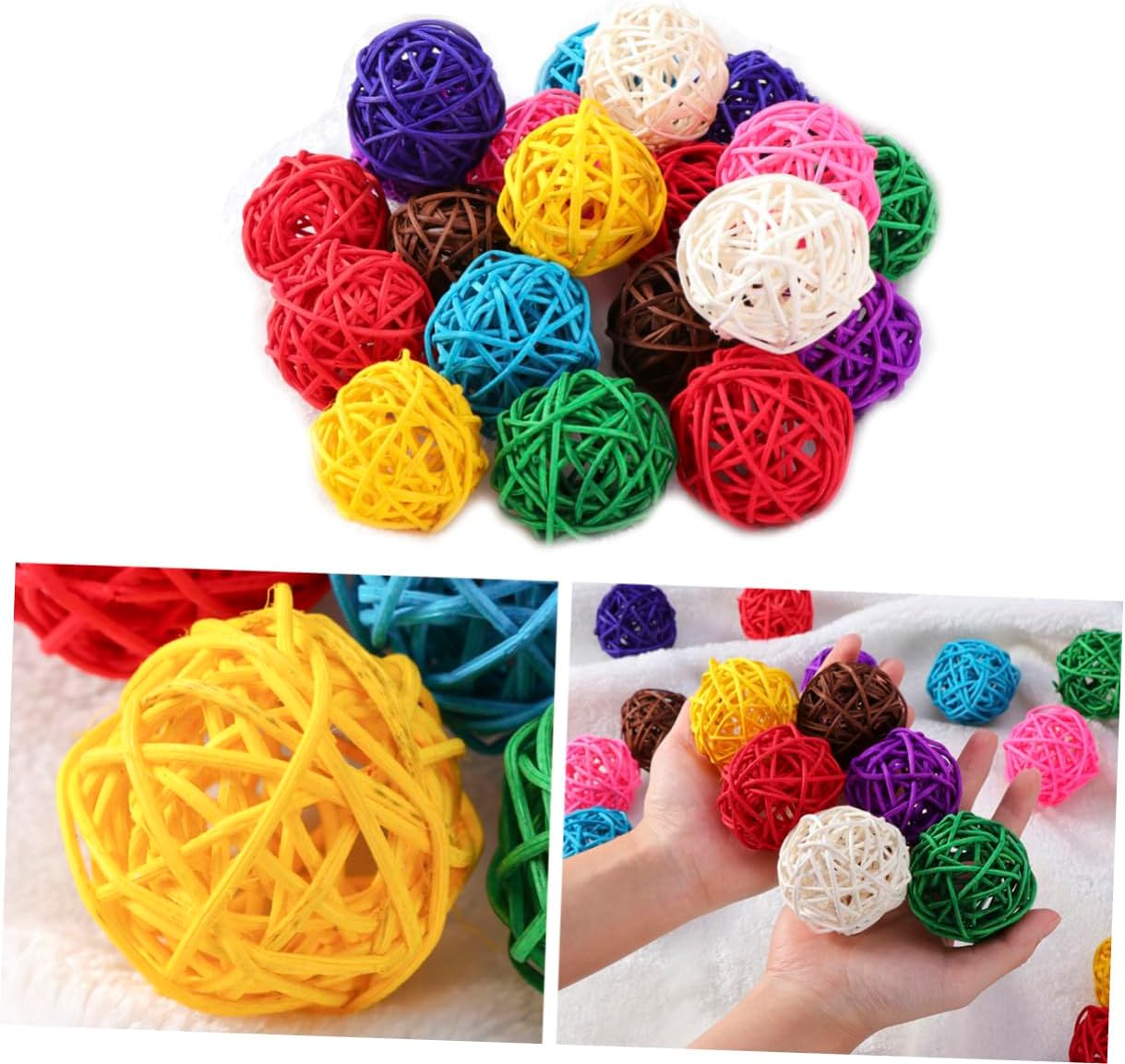 10pcs Assorted Rattan Balls for Decor and Crafts