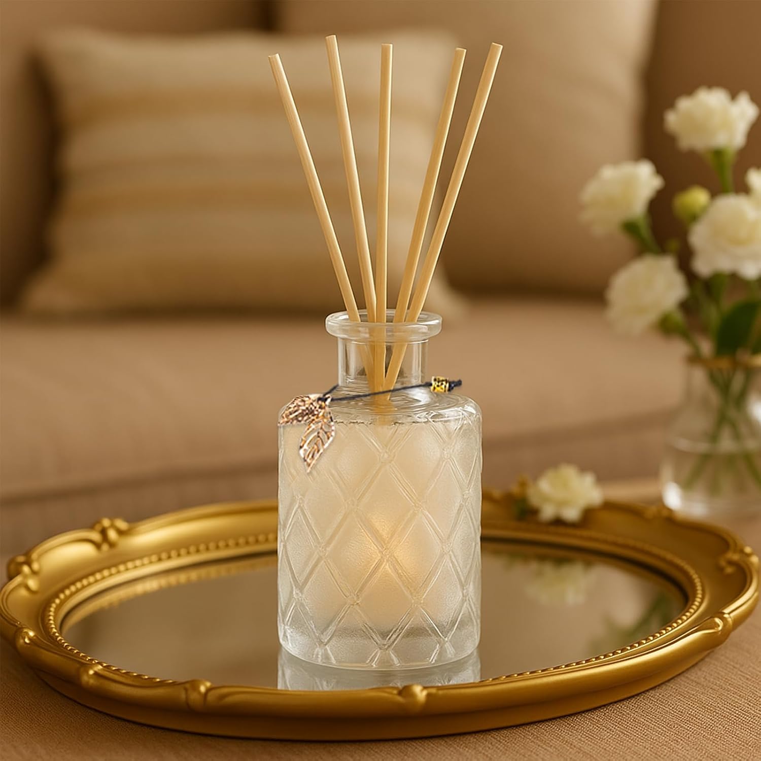 Glass Reed Diffusers Bottles Set of 3 with 20 Sticks