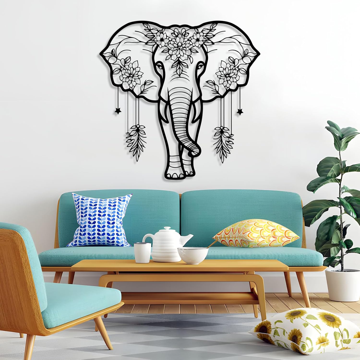 Gasijet Gold Metal Elephant Wall Art 24x23 Sculpture