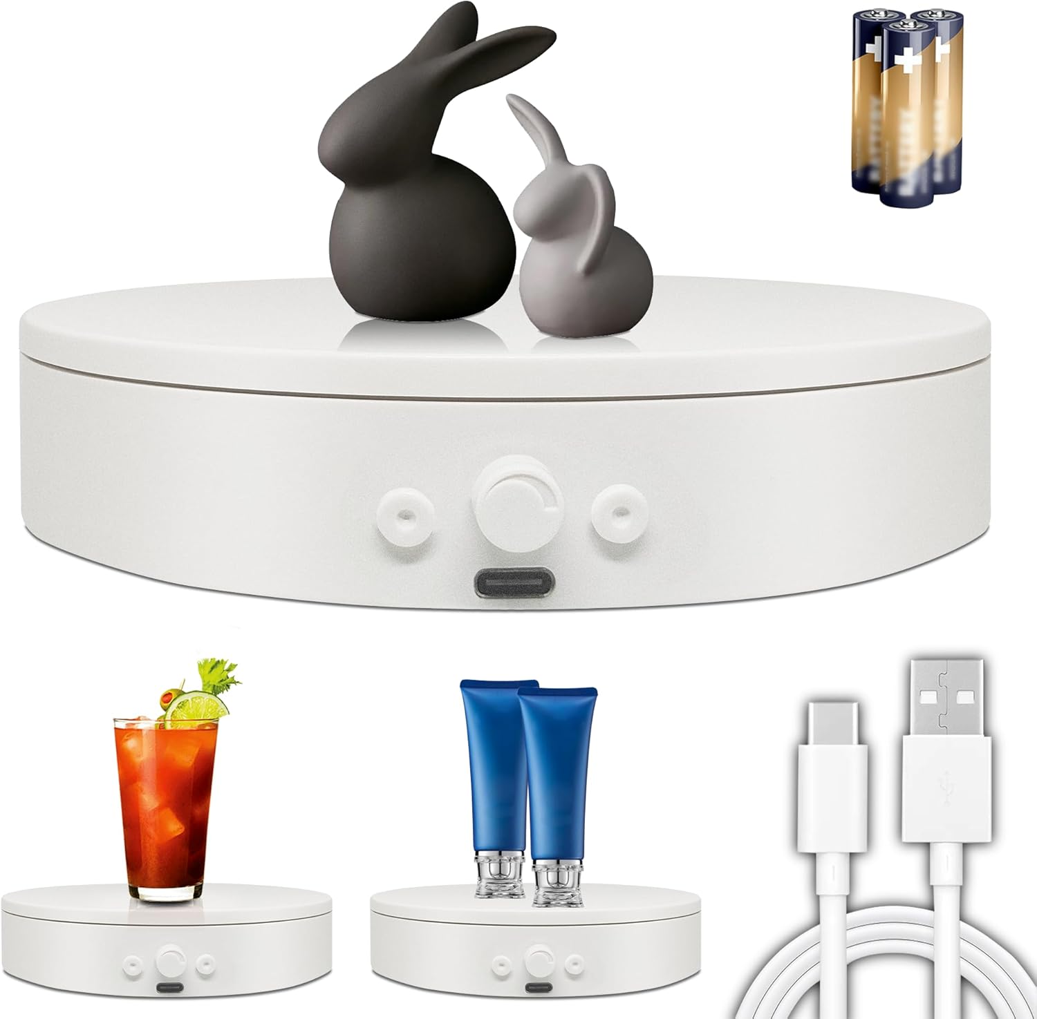 ComXim 360 Degree Motorized Rotating Display Stand for Epoxy Glitter Tumbler