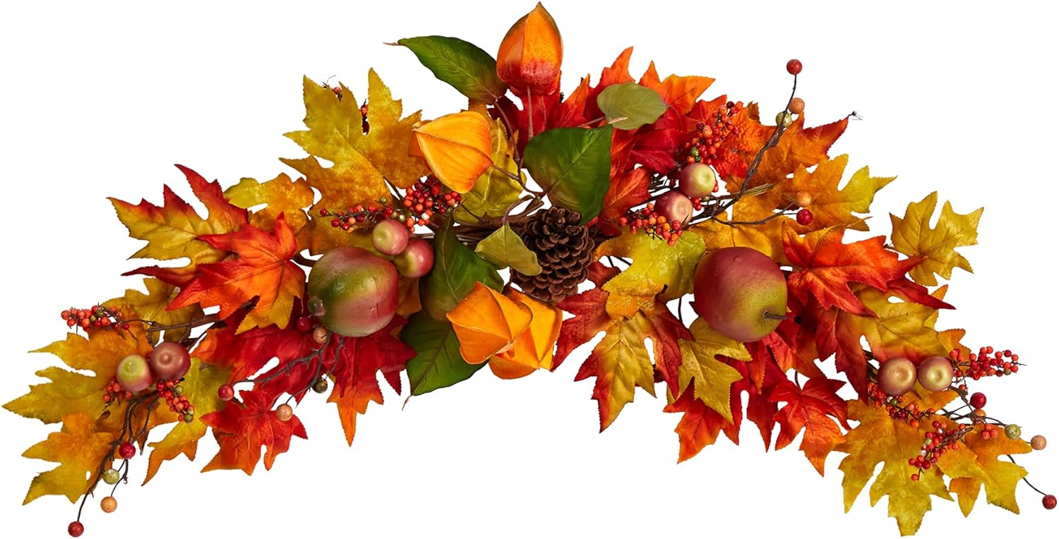 Nearly Natural 38in Autumn Maple Leaf Berry Artificial Swag 1