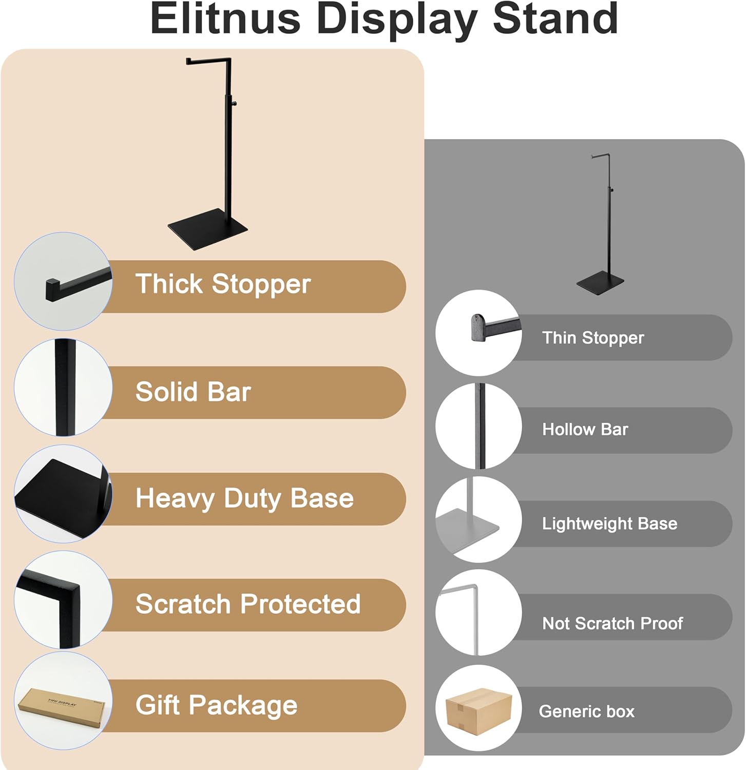 Adjustable Height Metal Jewelry Display Stand 2 Pack