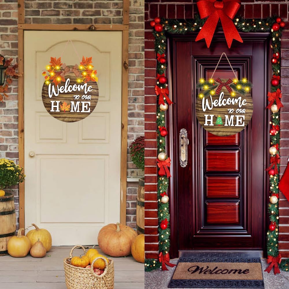 Interchangeable Welcome Home Sign with Seasonal Wreaths and 21 Icons