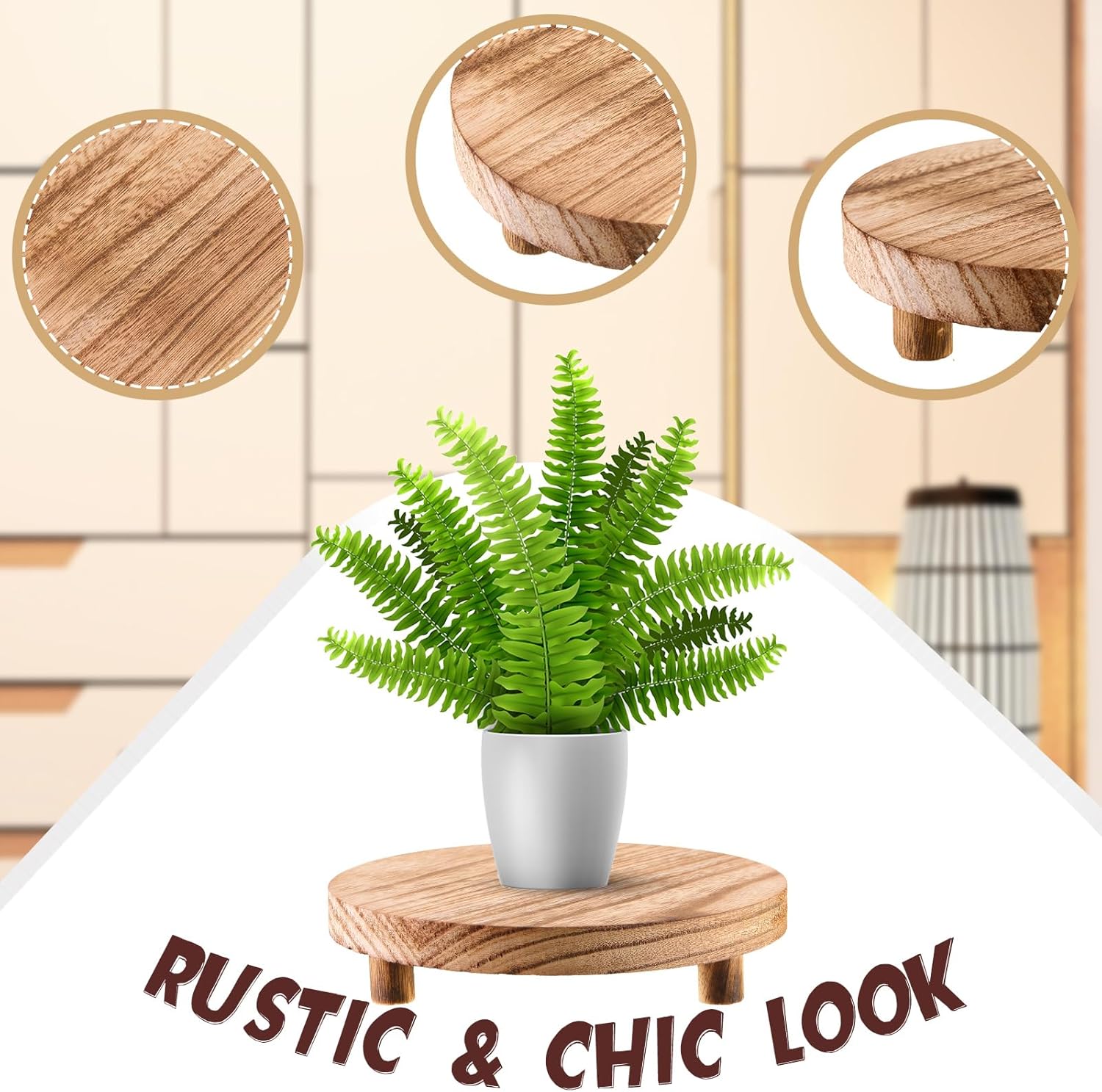 Geetery 4 Pcs Wooden Risers Display Stand Decor