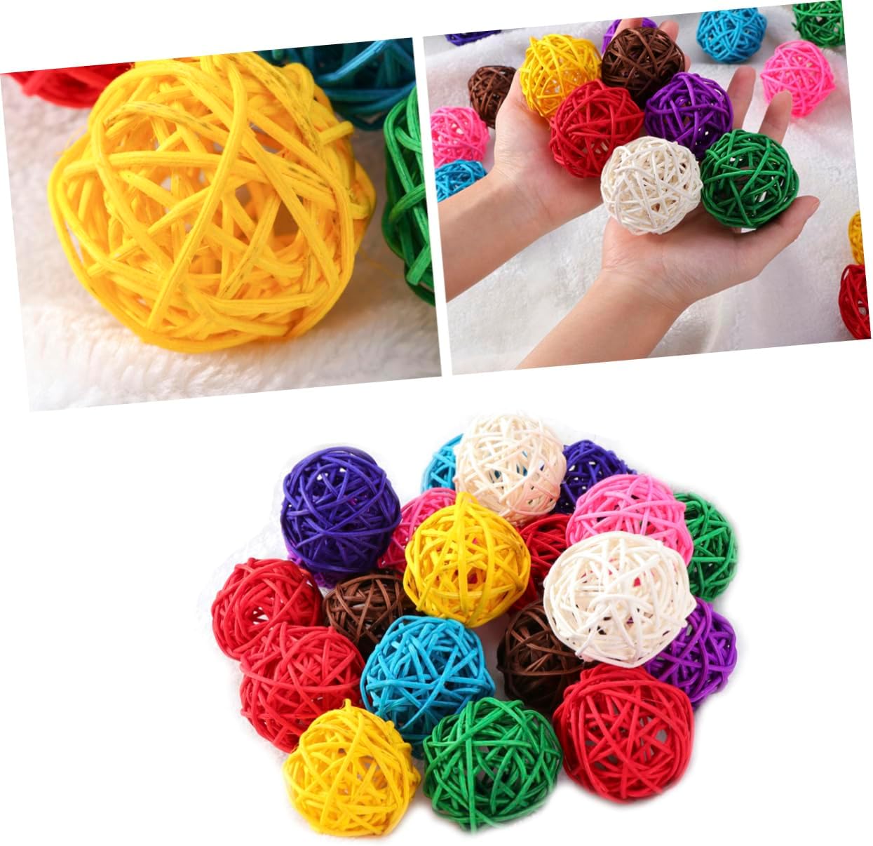 10pcs Assorted Rattan Balls for Decor and Crafts