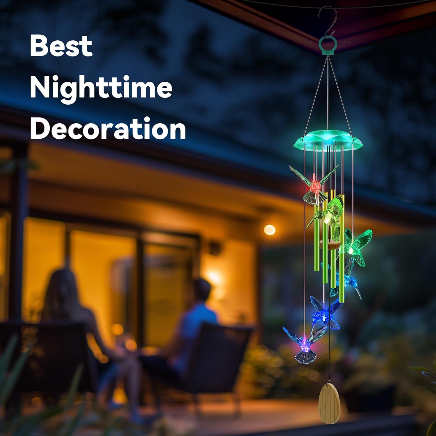 Hummingbird Solar Wind Chimes for Garden 37 Long