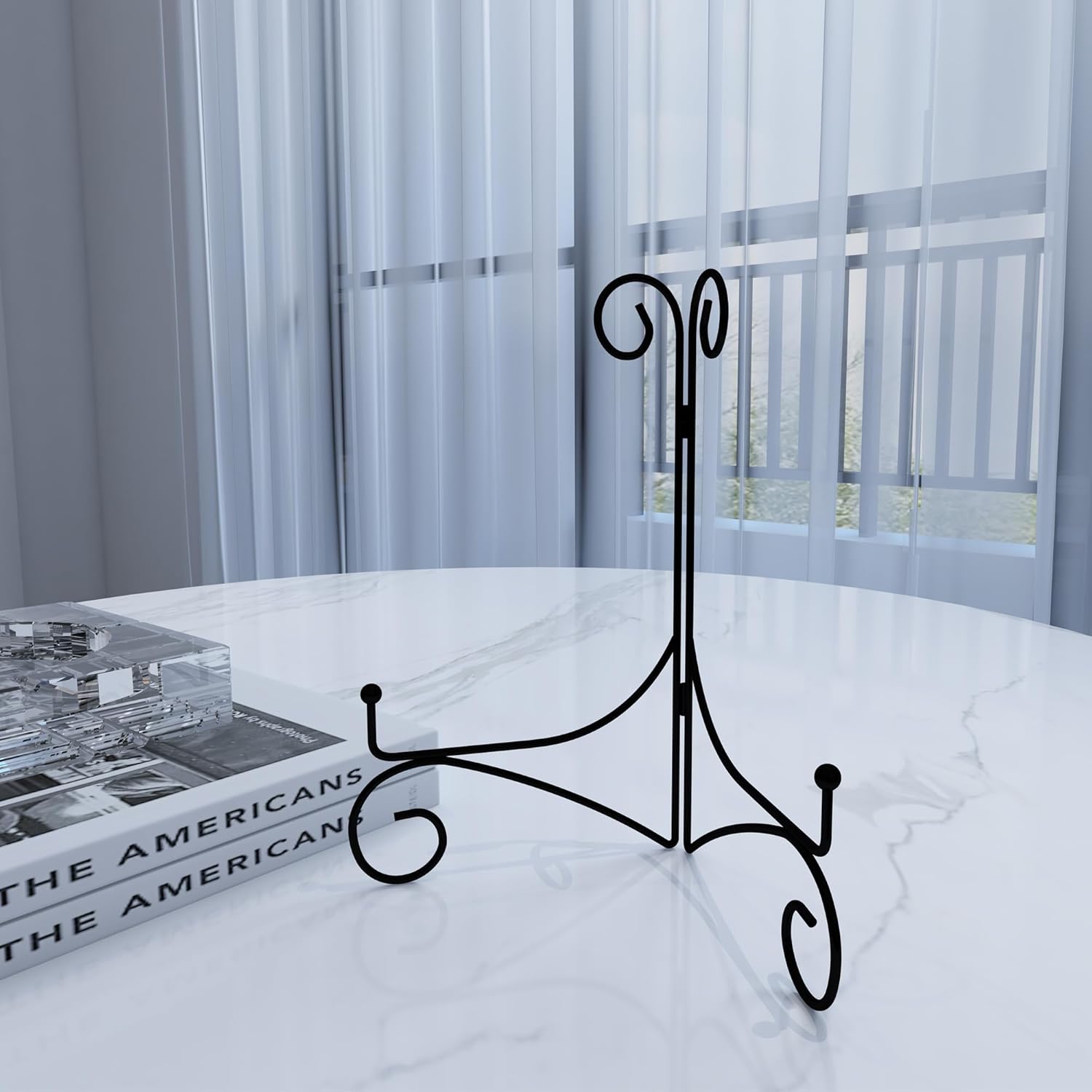 6 Inch Black Plate Stand with Hinged Folding Design