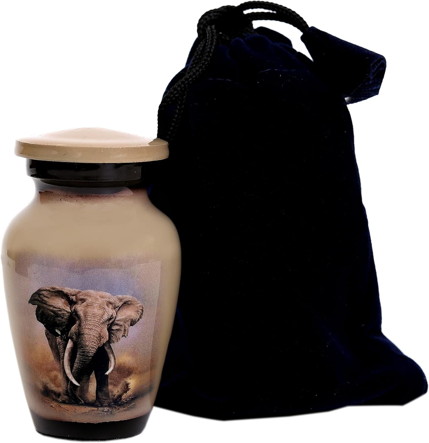 Hlc Lovely Elephant Small Keepsake Urn - Mini Memorial Urn for Human Ashes with Velvet Box Bag 3 In