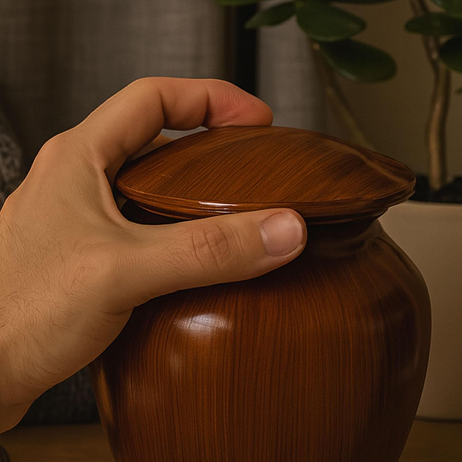 Custom Cremation Urn with Painted Wood Finish