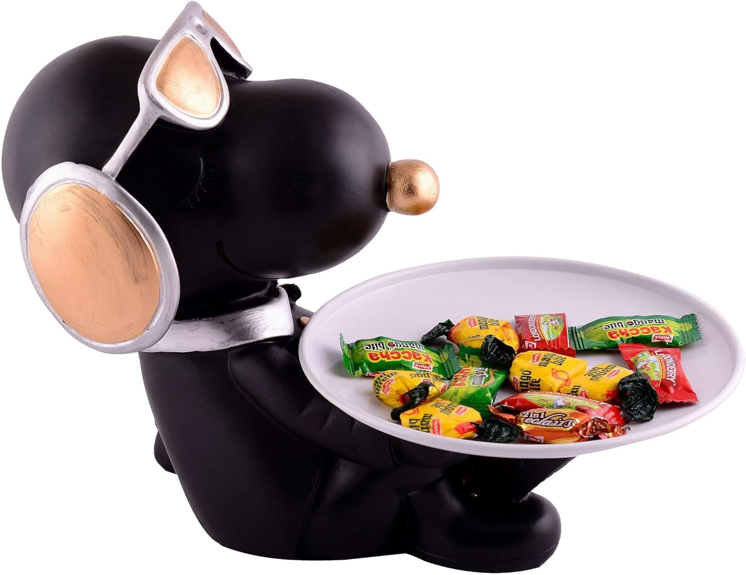 Cute Black Resin Dog Sculpture for Home Decor
