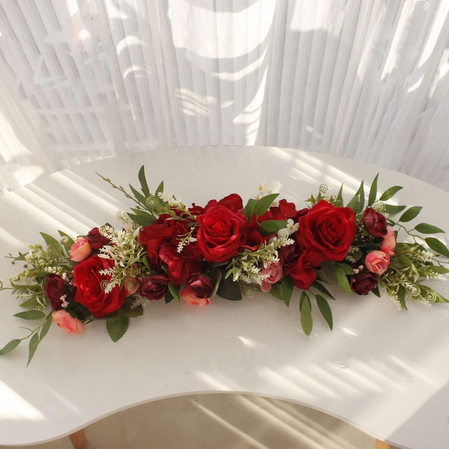 BFYDOAA Artificial Wedding Arch Flowers Swag
