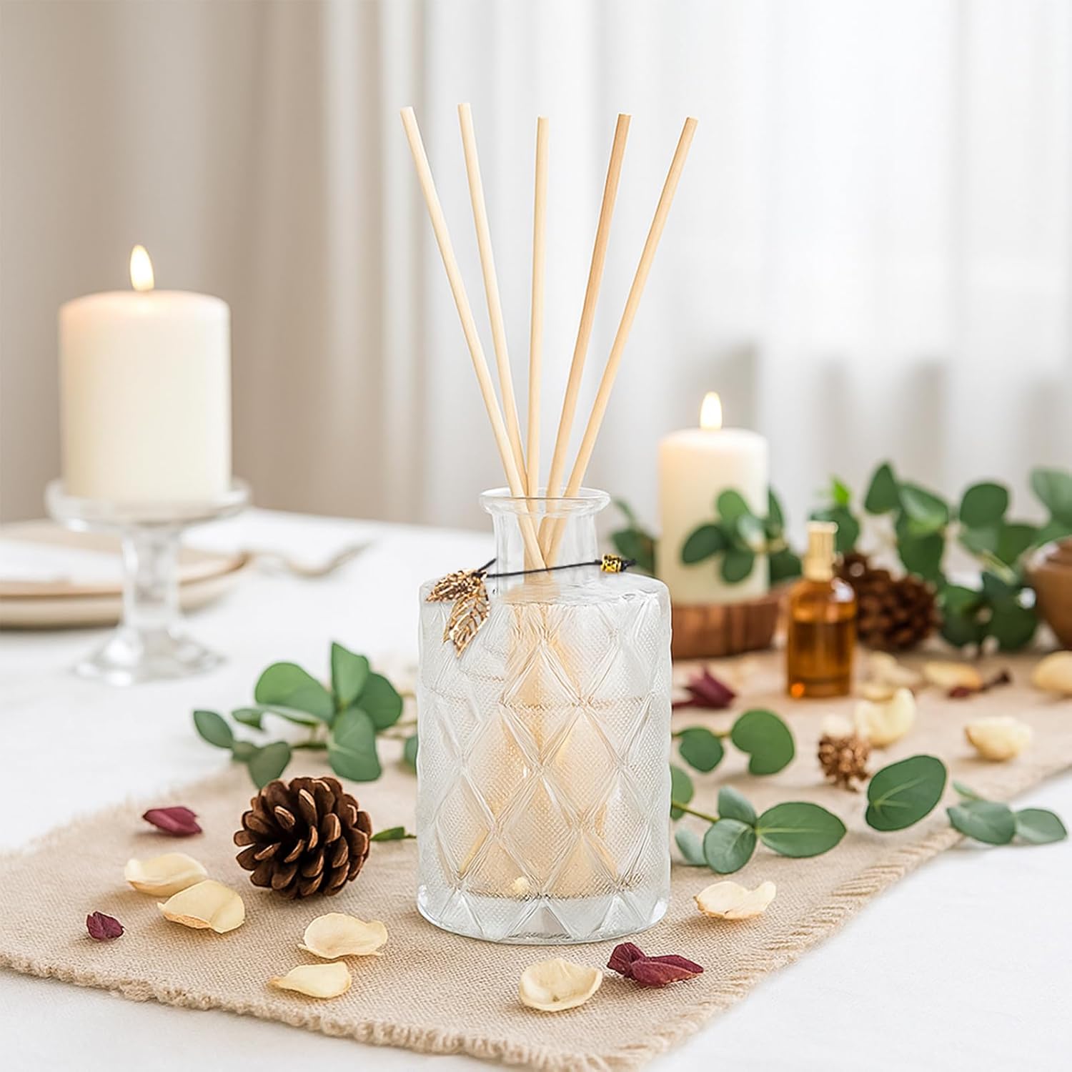Glass Reed Diffusers Bottles Set of 3 with 20 Sticks