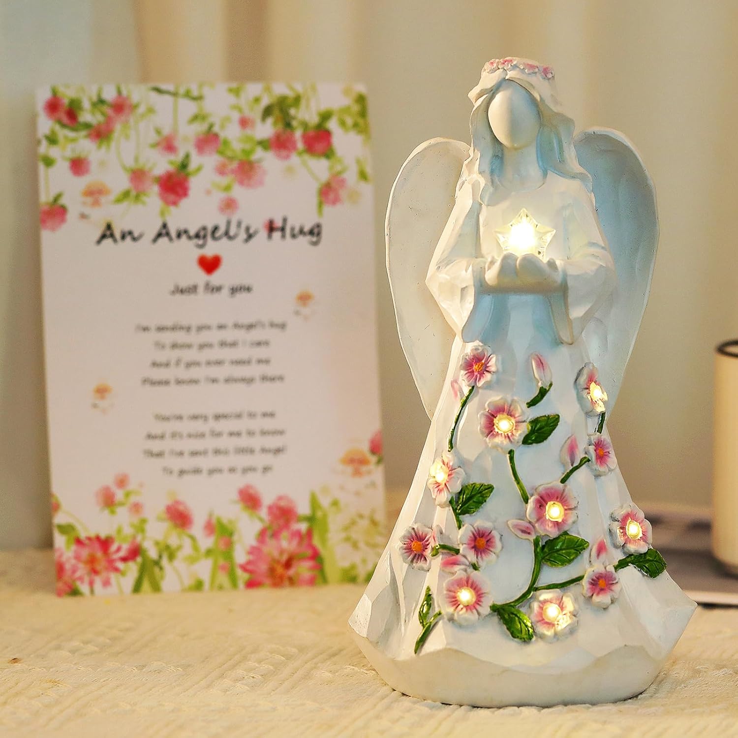 Guardian Angel Figurine with Light and Timer