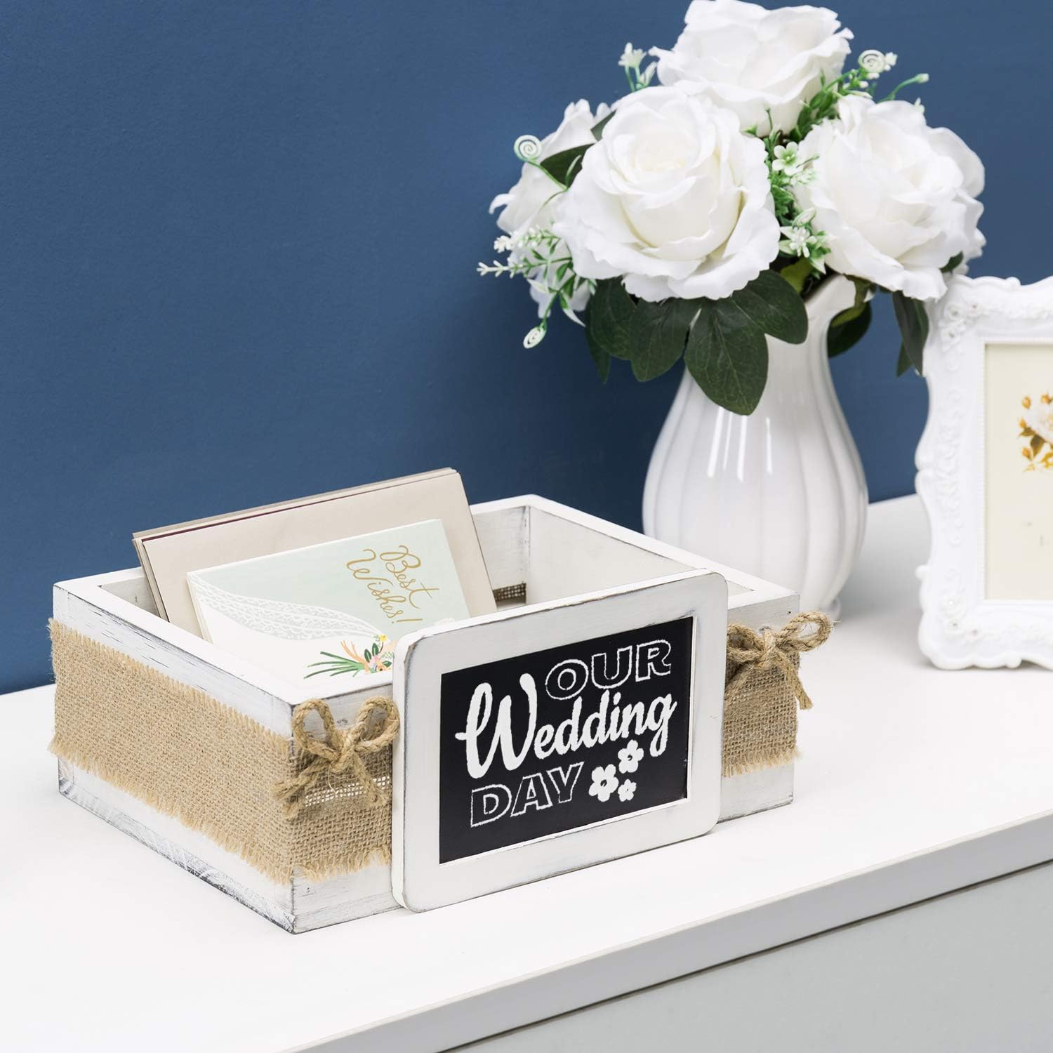 MyGift Vintage White Wood Decorative Gift Box 1