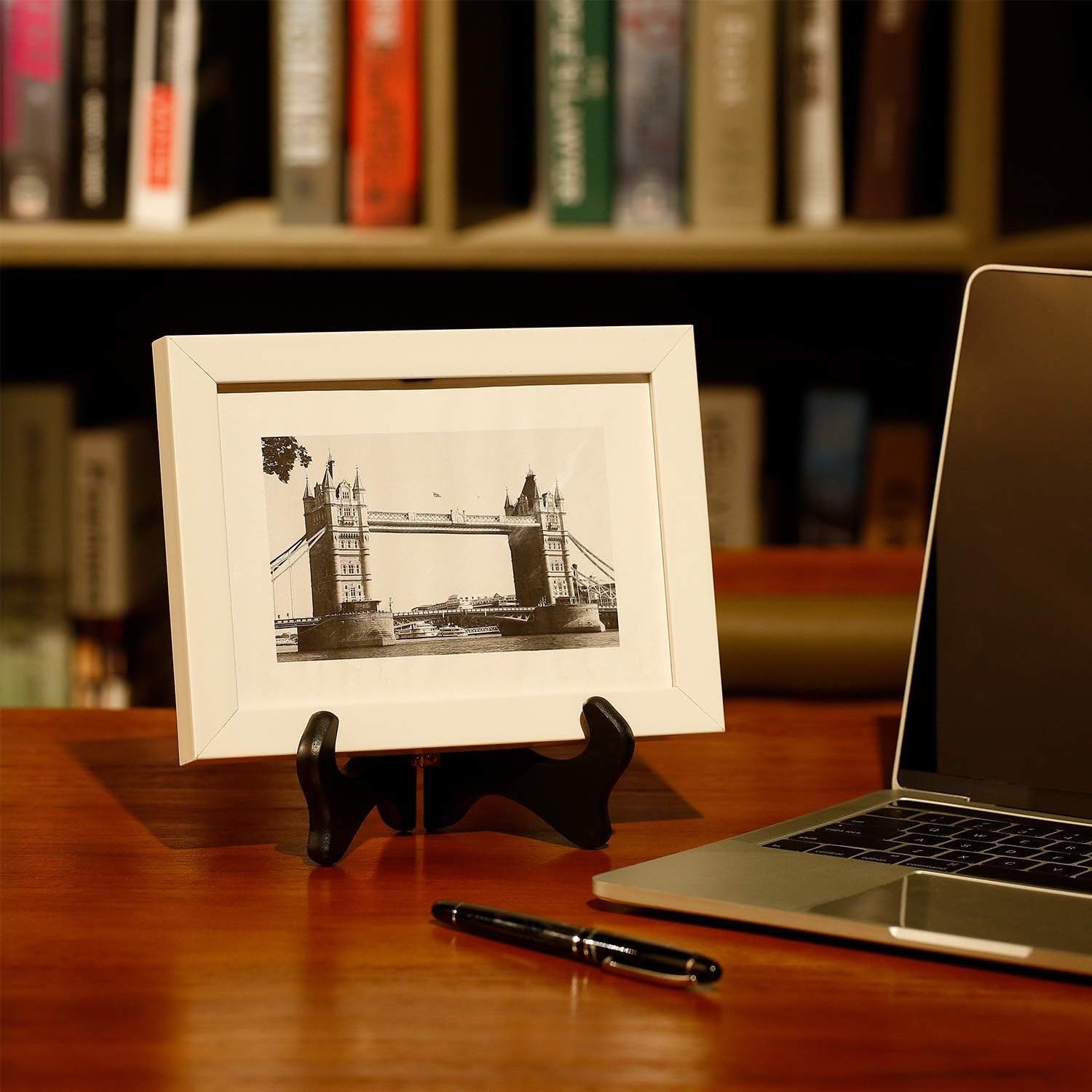 Tatuo 4 Pack Black Wooden Display Easels for Plates and Picture Frames