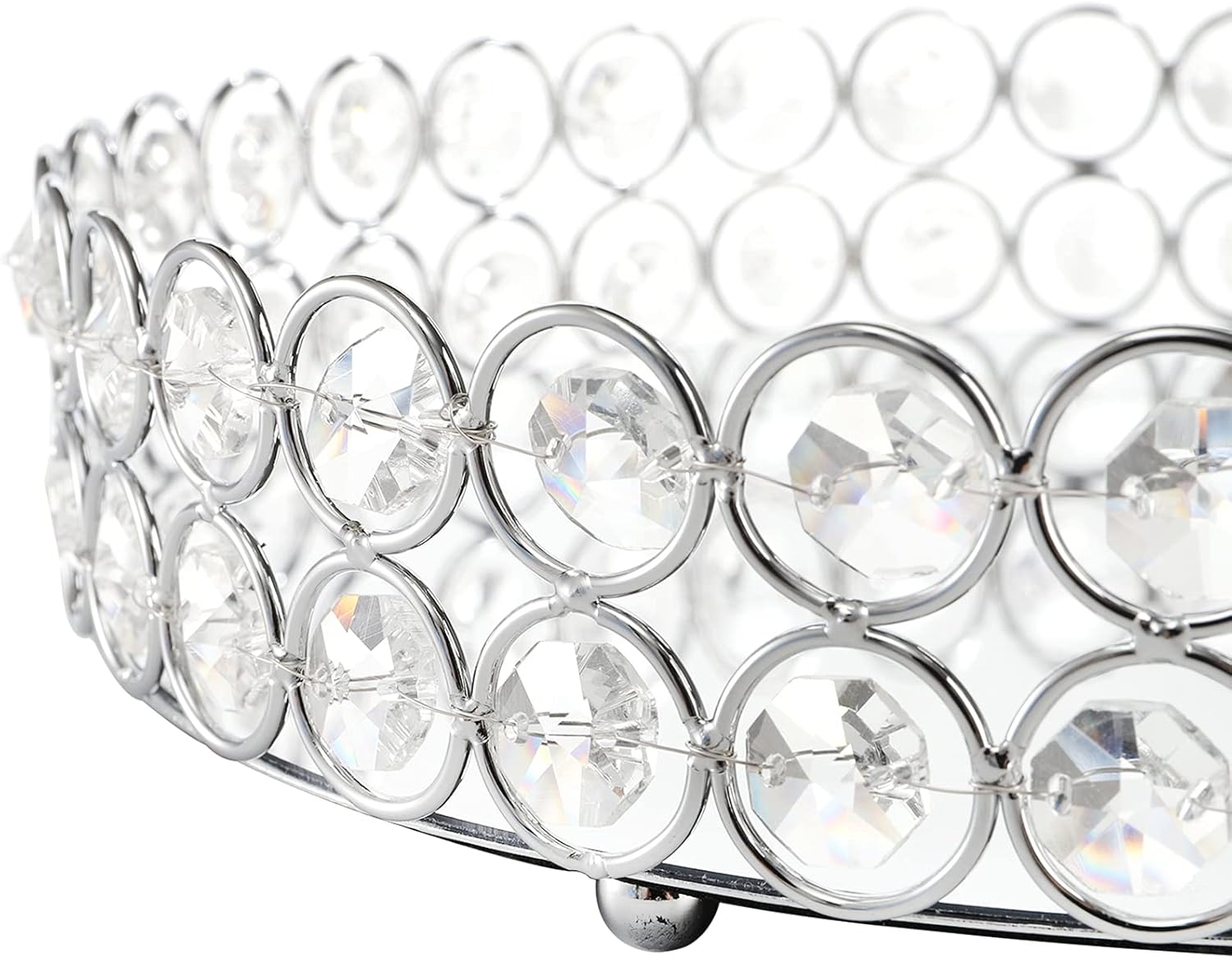 Hedume Mirrored Crystal Vanity Tray 10 Inch Cosmetic Organizer
