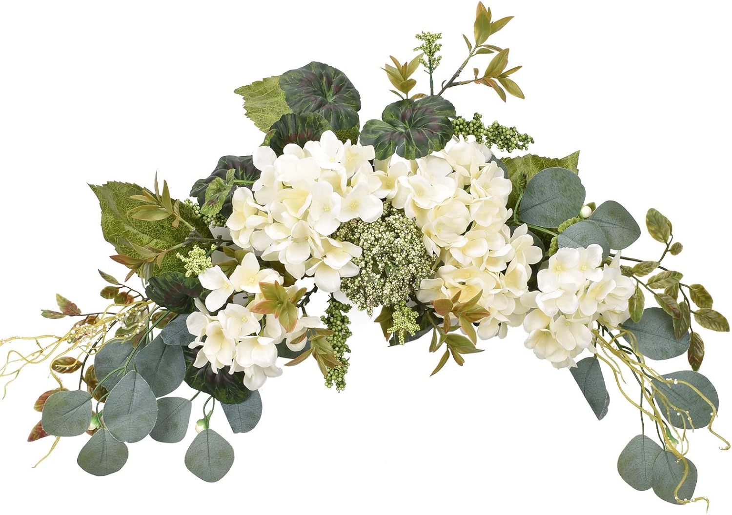 I-GURU Artificial Hydrangea Swag 28 Inch White Decor