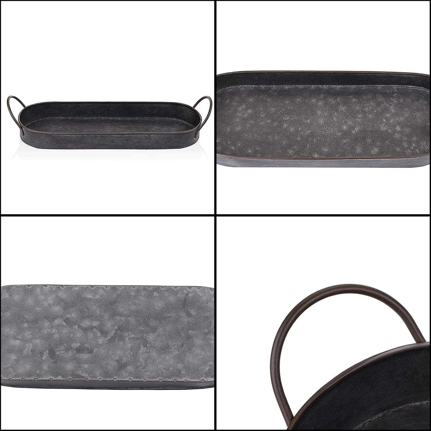 Hipiwe Rustic Metal Serving Tray with Handles 1