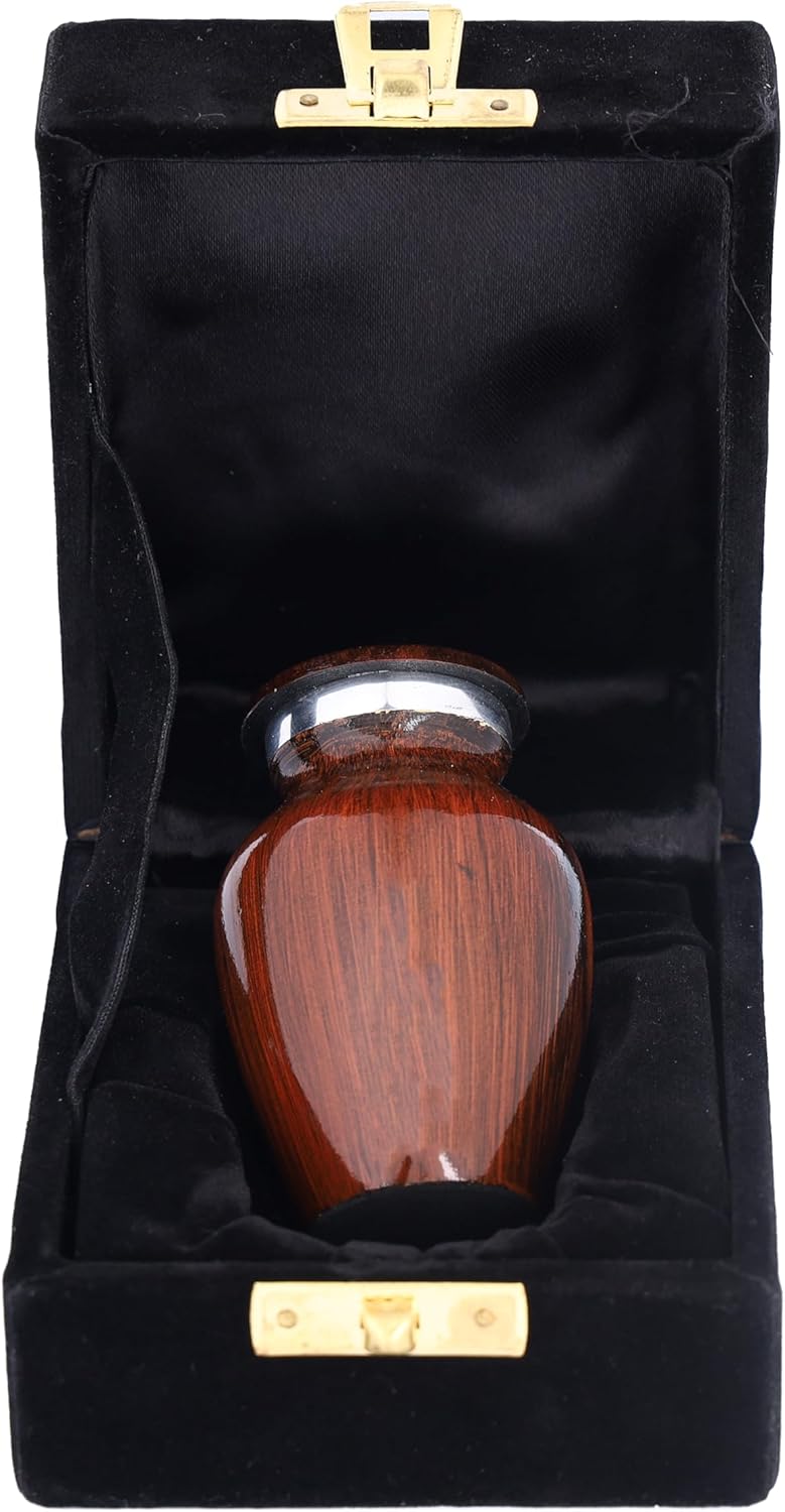Bless International Hand-Engraved Mini Brass Urn with Lid 3 Inch Keepsake for Ashes or Memorials