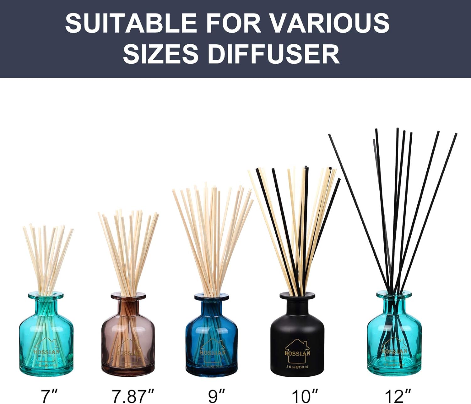 HOSSIAN Diffuser Glass Bottles Set of 4 Black