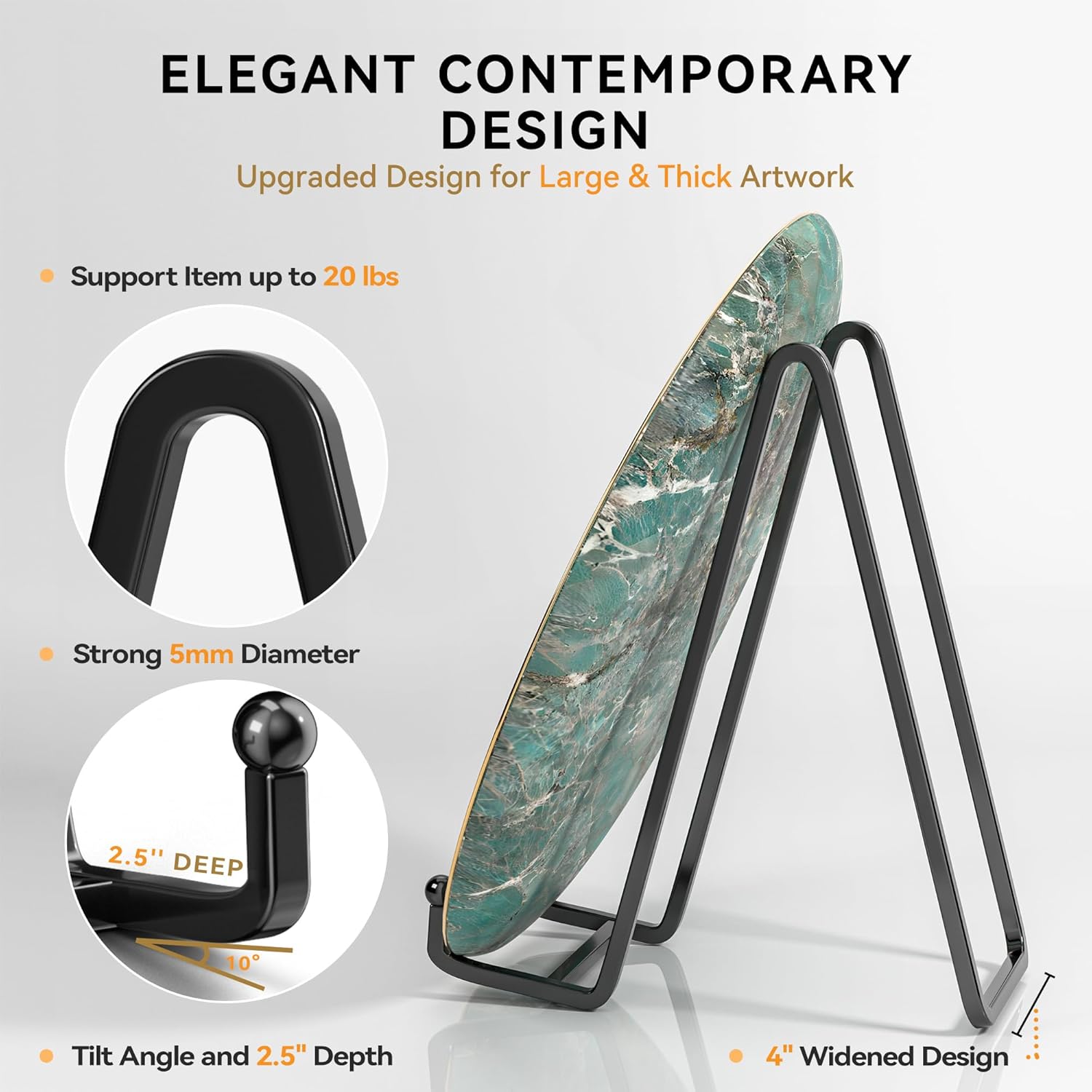 4 Pack 10 Inch Plate Stands for Display - Metal Square Wire Holder for Plates Frames Books and Platters