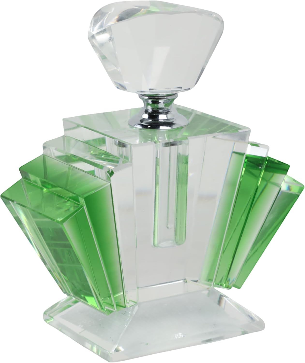Sagebrook Home Art Deco Glass Perfume Bottle 5 Green