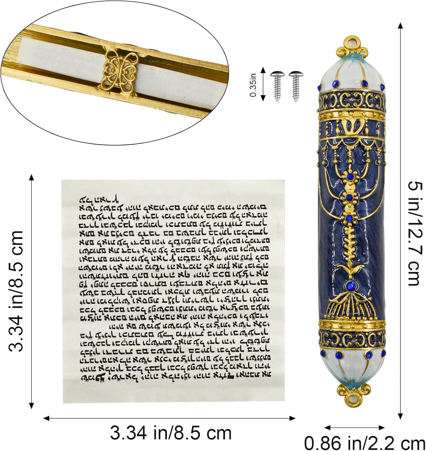 MrMrKura Blue Mezuzah with Scroll for Door Frame