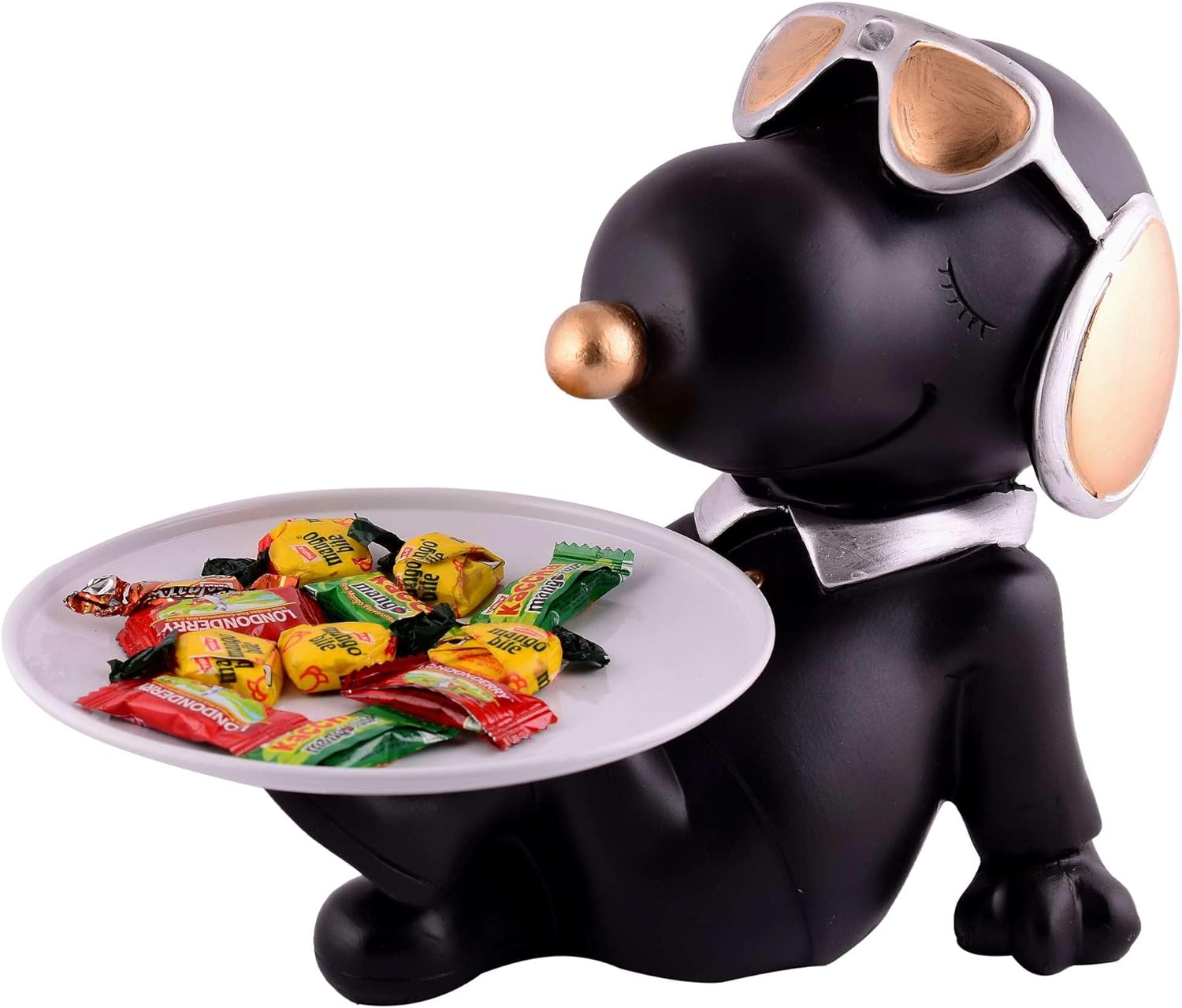 Cute Black Resin Dog Sculpture for Home Decor