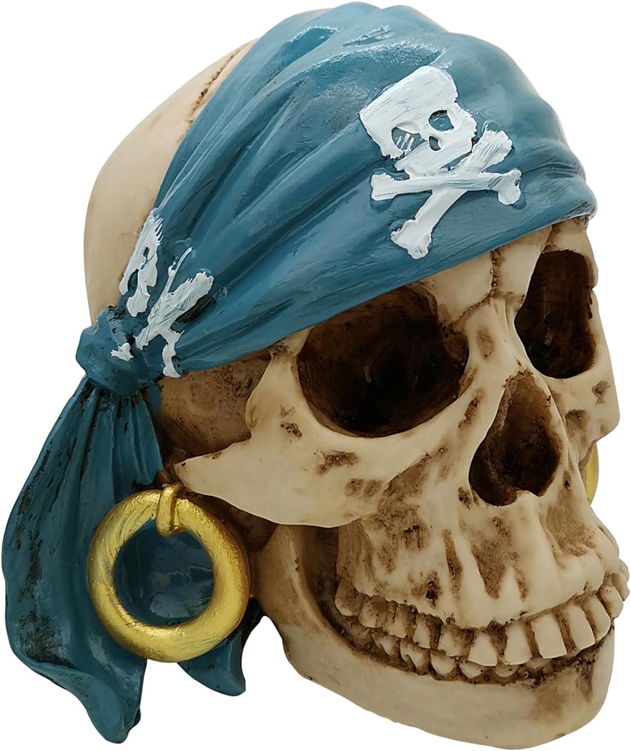 Pirate Style Human Skull Decor Resin Statue
