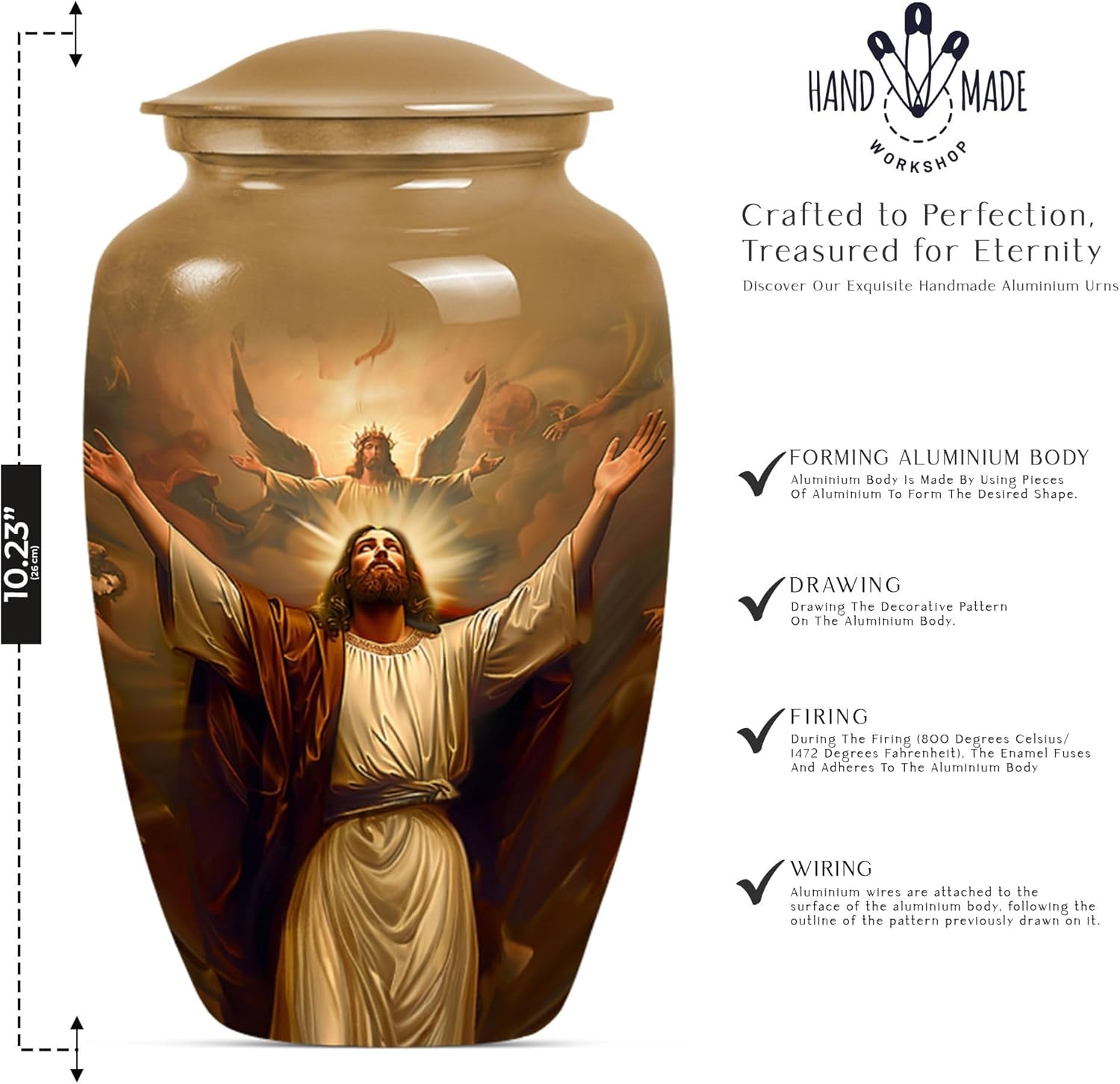 Jesus Cross Urn 10 Inch Large Cremation Urn for Adults