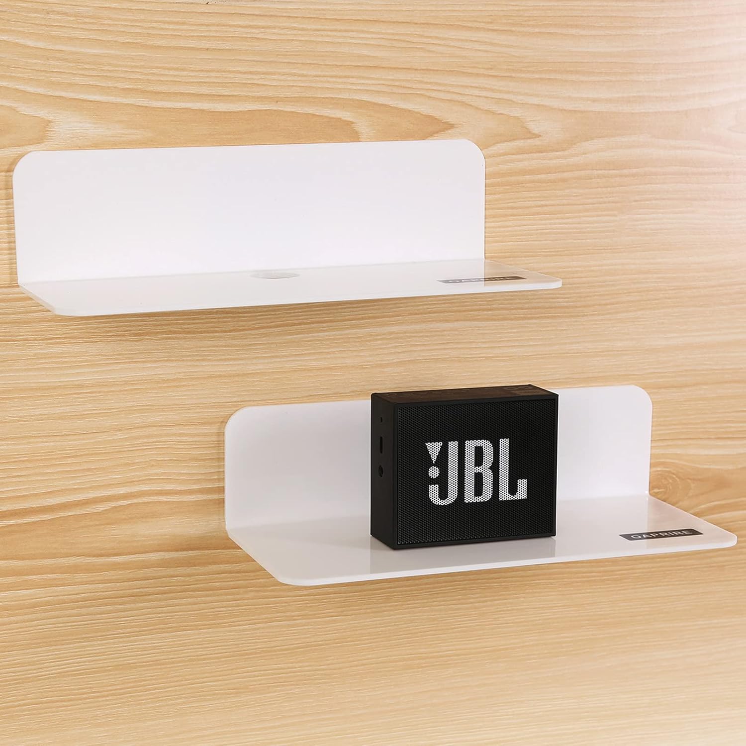 OAPRIRE White Floating Shelves Set of 2 - Wall Mount with Cable Clips