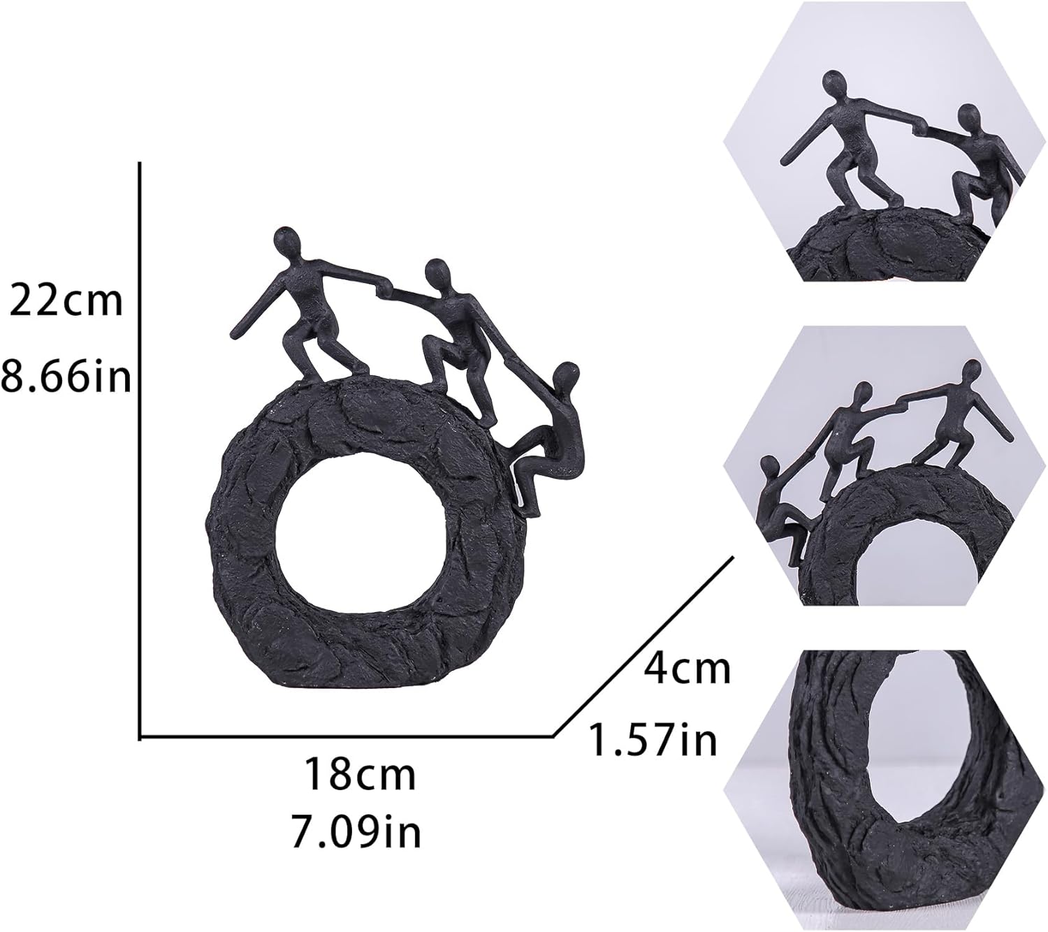 Modern Art Sculpture Black Dynamic Climbing Wall Decor