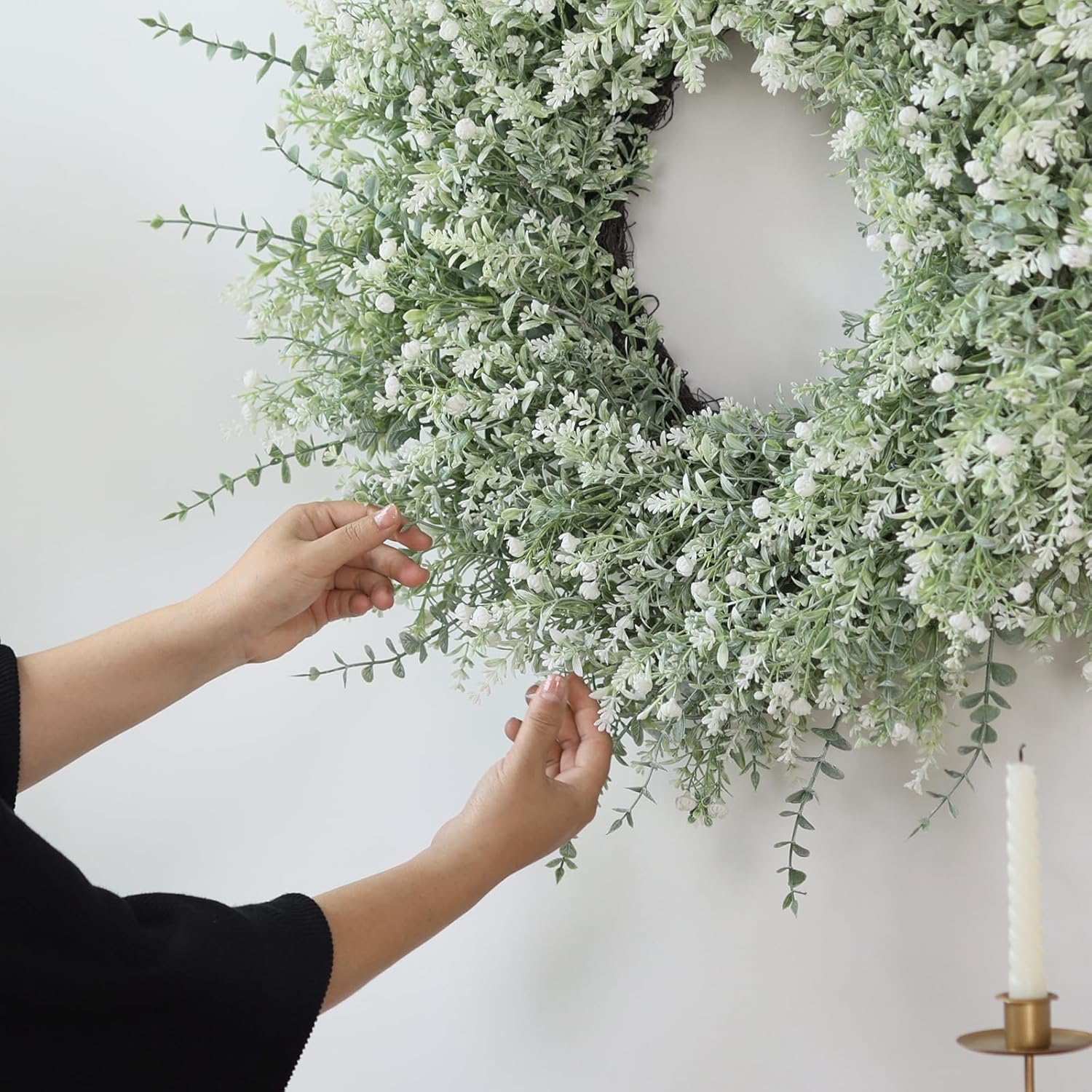 26 Large Eucalyptus Wreath with Lavender and Babys Breath
